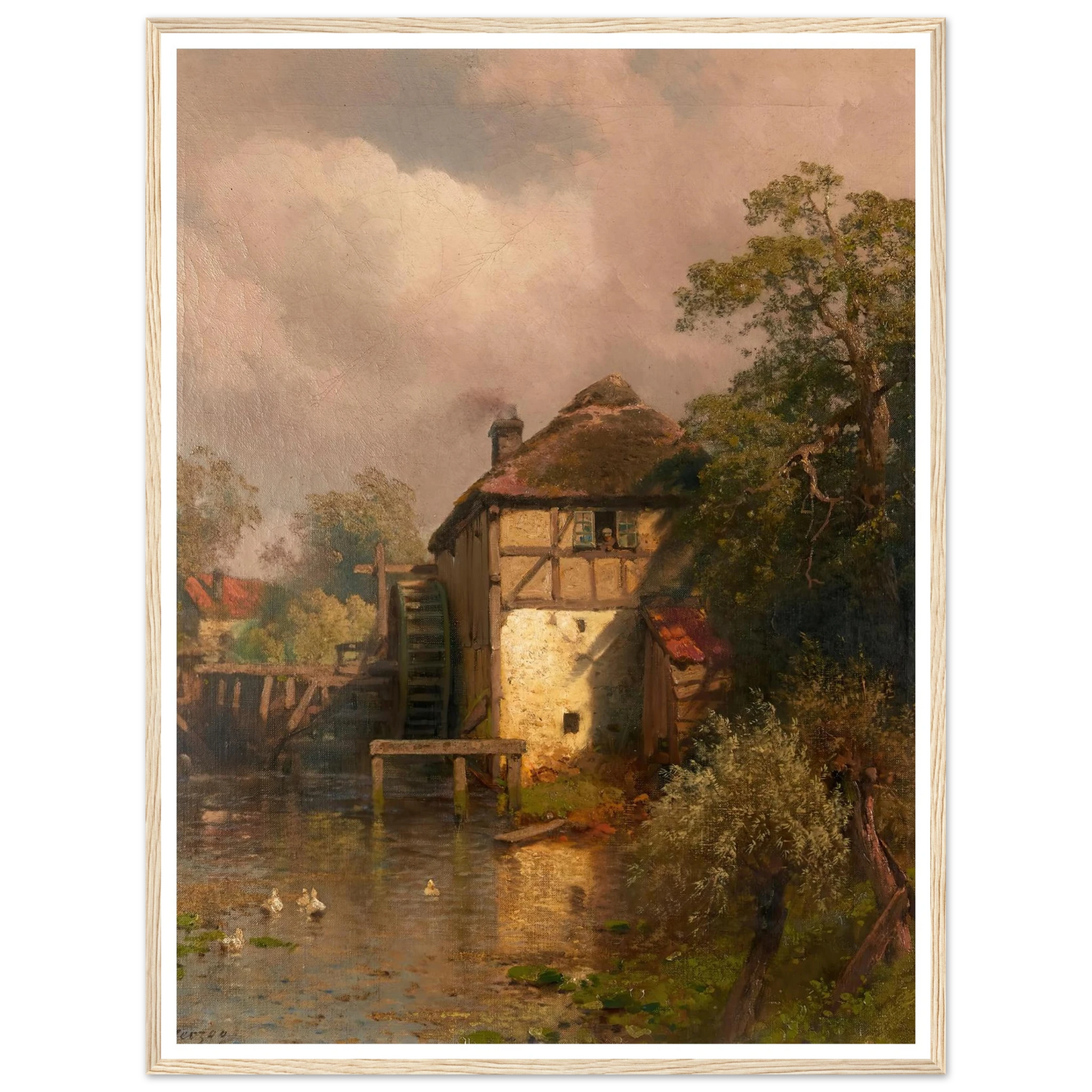 The Mill Art Print | Hermann Ottomar Herzog - Framed Poster - 30x40 cm / 12x16″ - Black frame