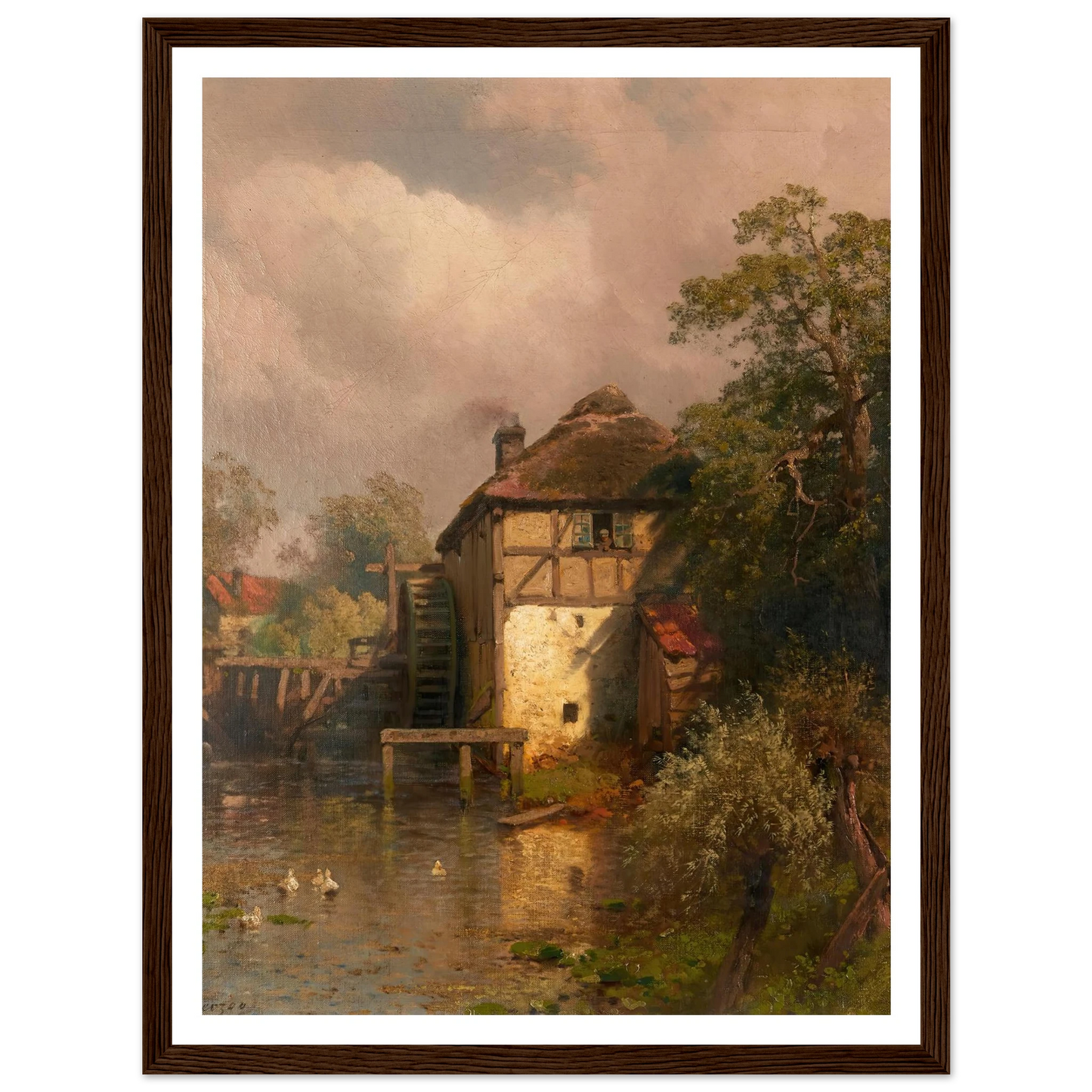 The Mill Art Print | Hermann Ottomar Herzog - Framed Poster - 30x40 cm / 12x16″ - Black frame