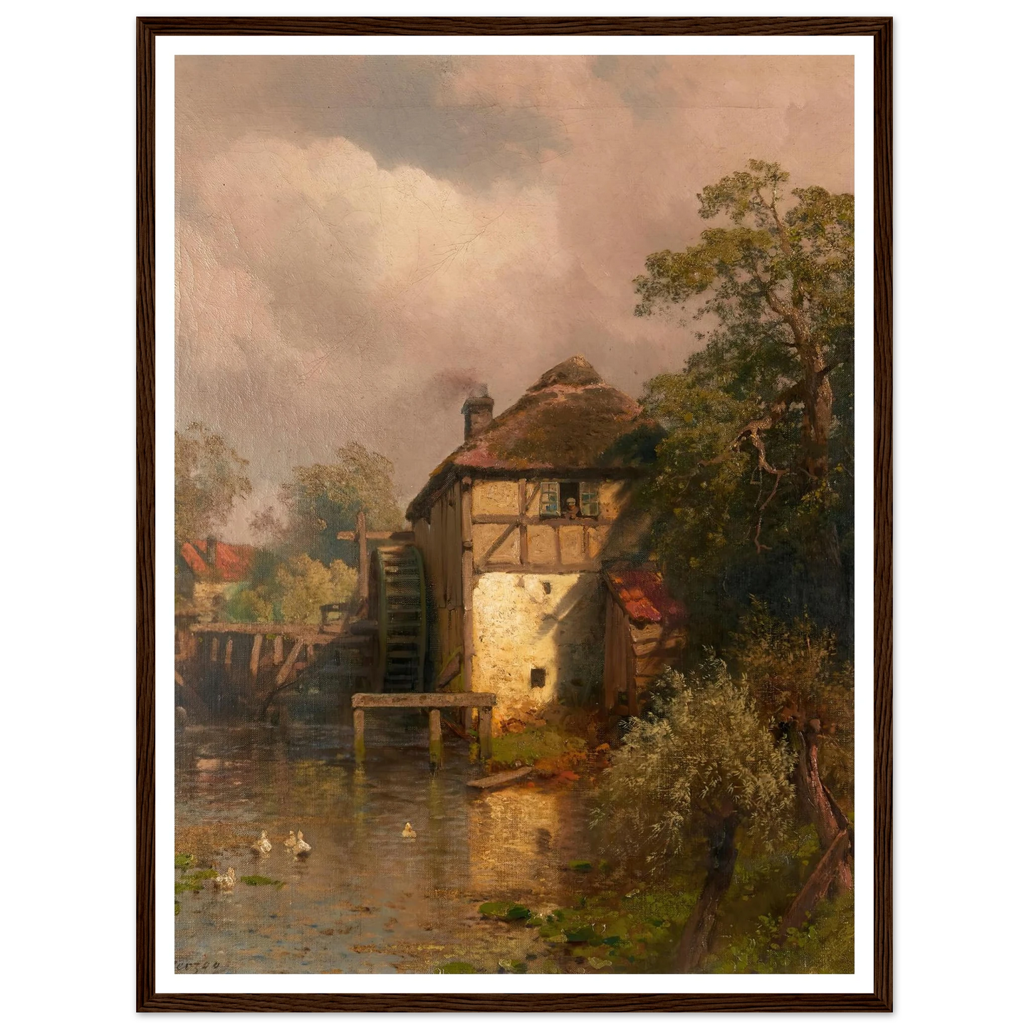 The Mill Art Print | Hermann Ottomar Herzog - Framed Poster - 30x40 cm / 12x16″ - Black frame