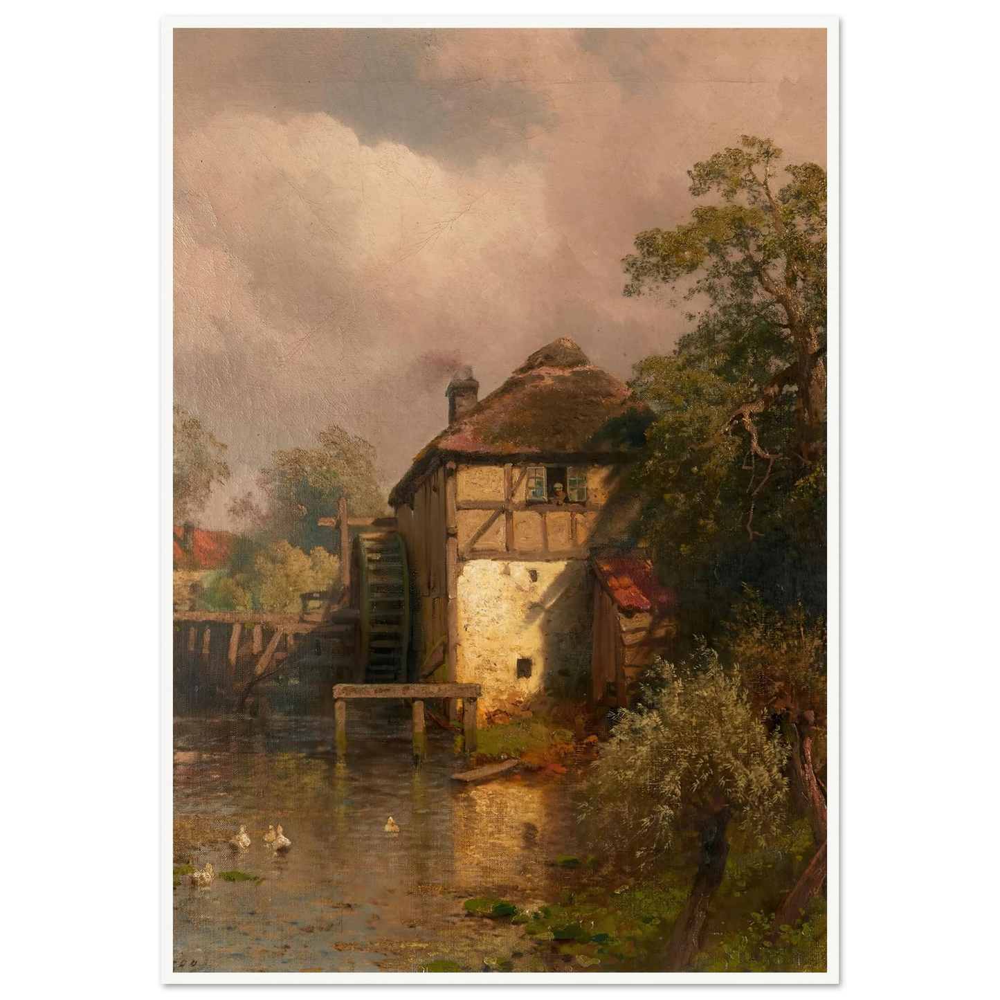 The Mill Art Print | Hermann Ottomar Herzog - Framed Poster - 30x40 cm / 12x16″ - Black frame