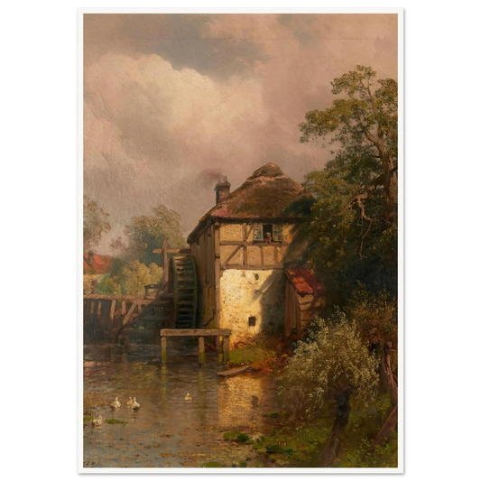 The Mill Art Print | Hermann Ottomar Herzog - Framed Poster - 30x40 cm / 12x16″ - Black frame