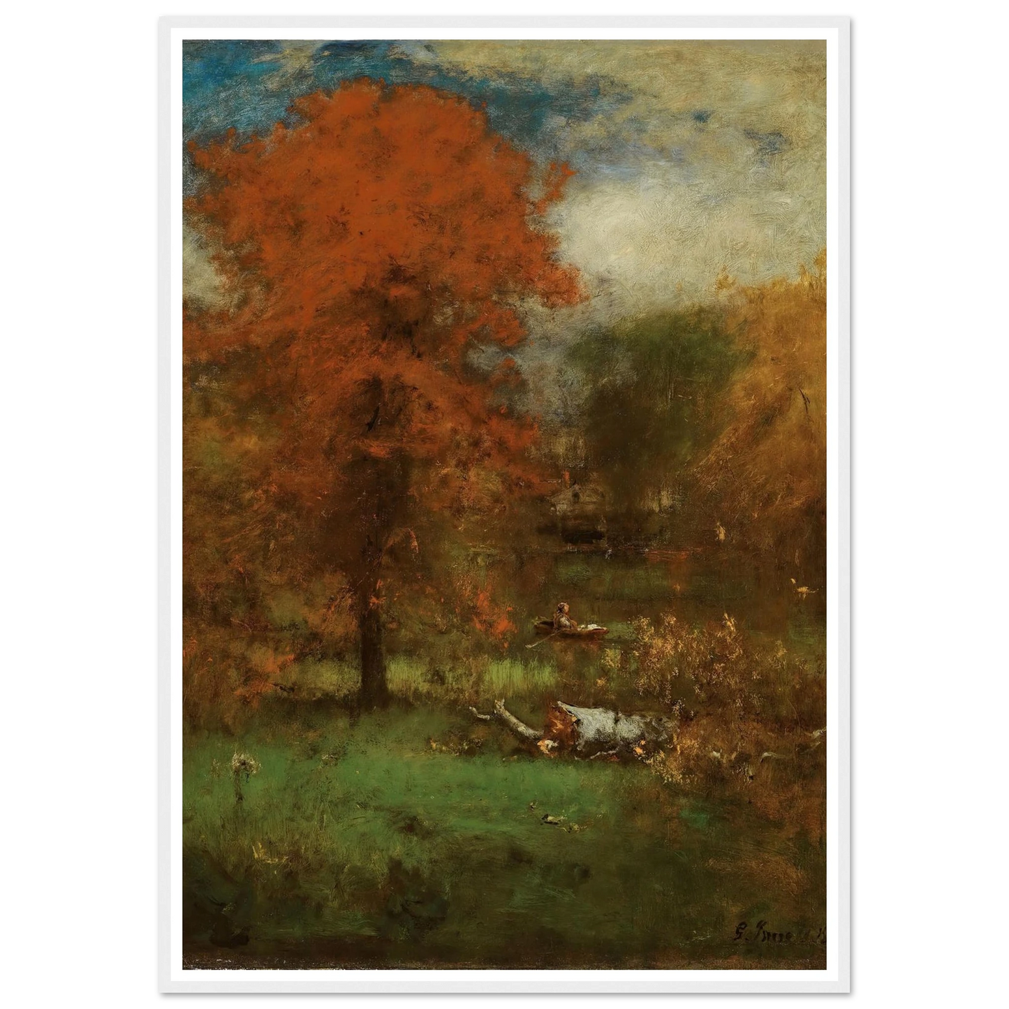 The Mill Pond (1889) Art Print | George Inness - Framed Poster - 30x40 cm / 12x16″ - Black frame