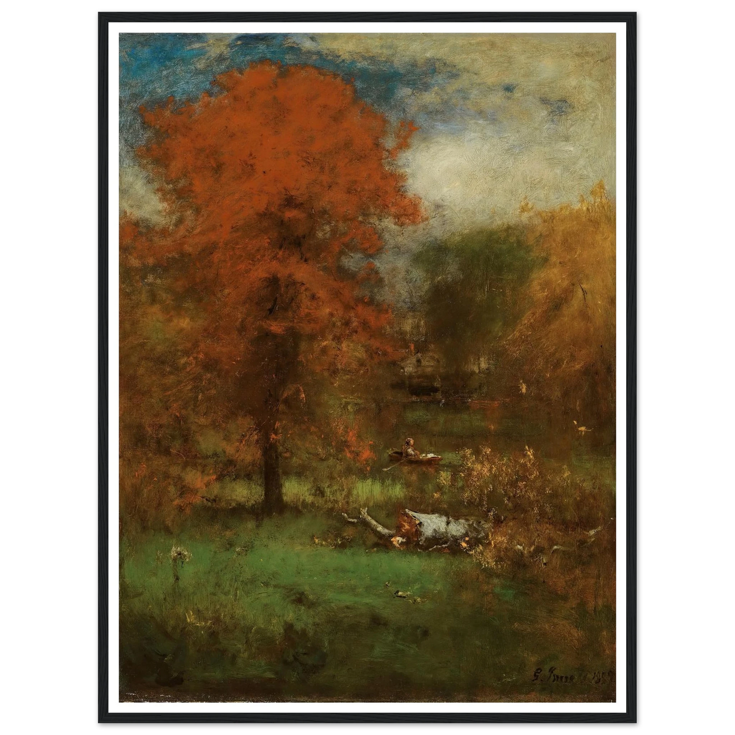 The Mill Pond (1889) Art Print | George Inness - Framed Poster - 30x40 cm / 12x16″ - Black frame