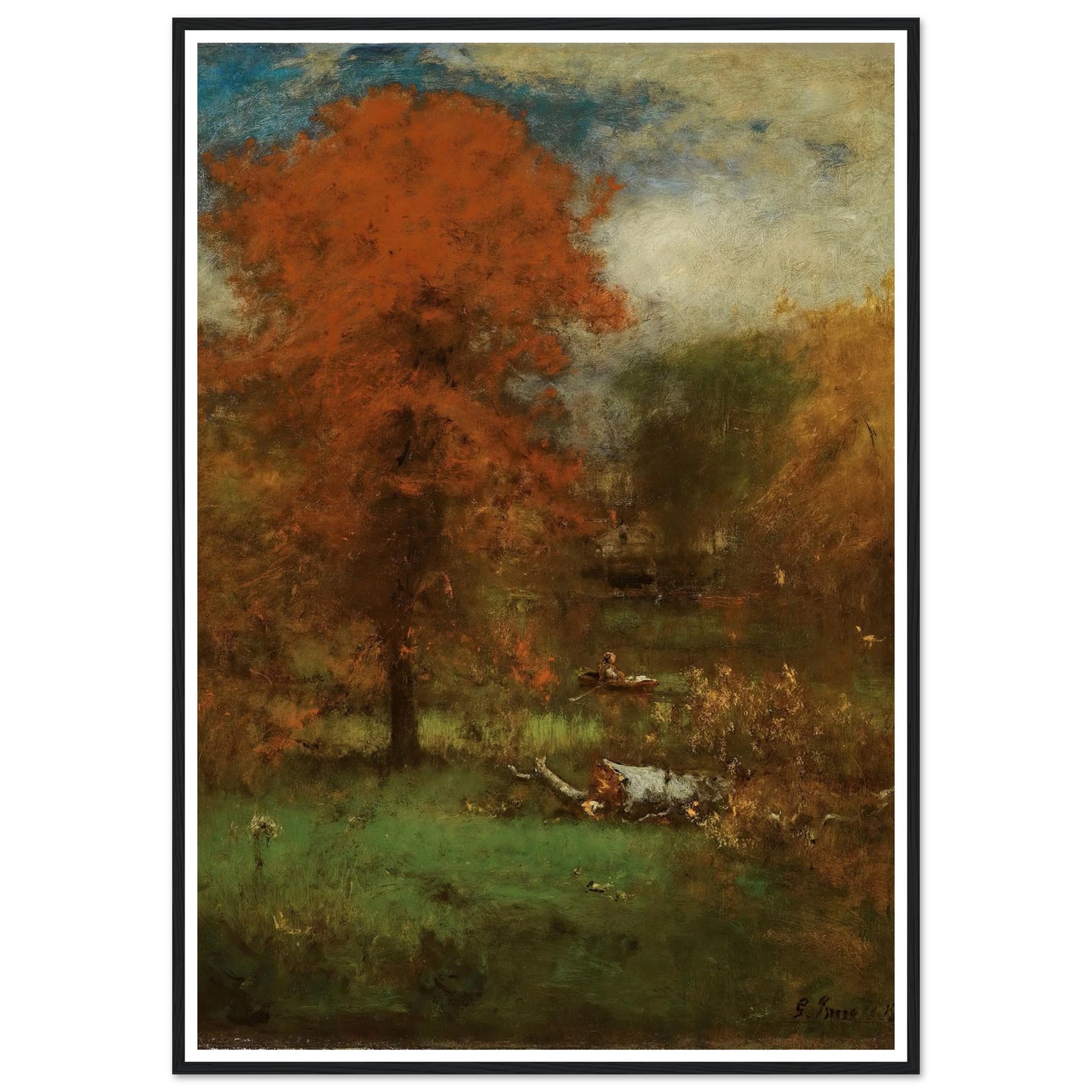 The Mill Pond (1889) Art Print | George Inness - Framed Poster - 30x40 cm / 12x16″ - Black frame
