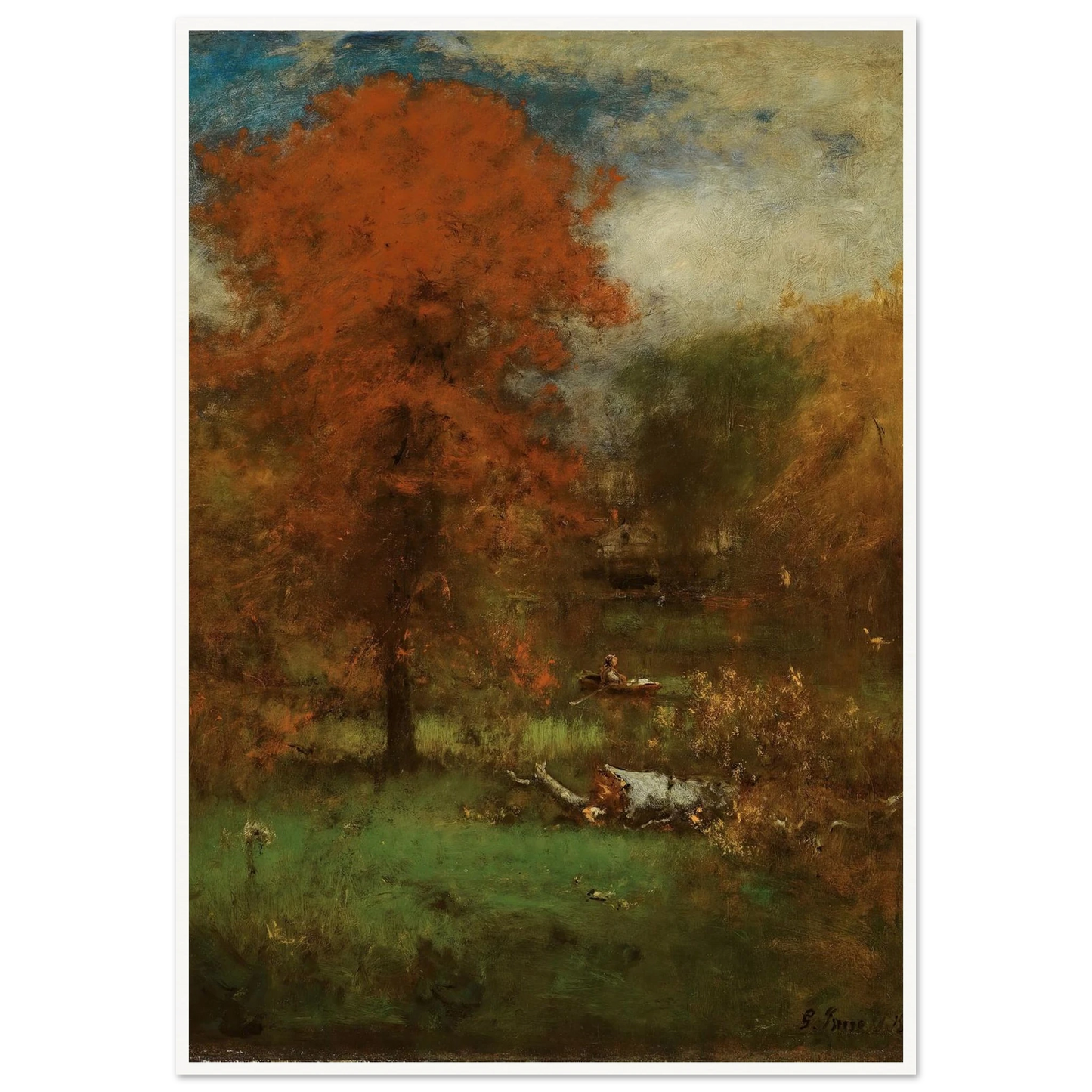 The Mill Pond (1889) Art Print | George Inness - Framed Poster - 30x40 cm / 12x16″ - Black frame