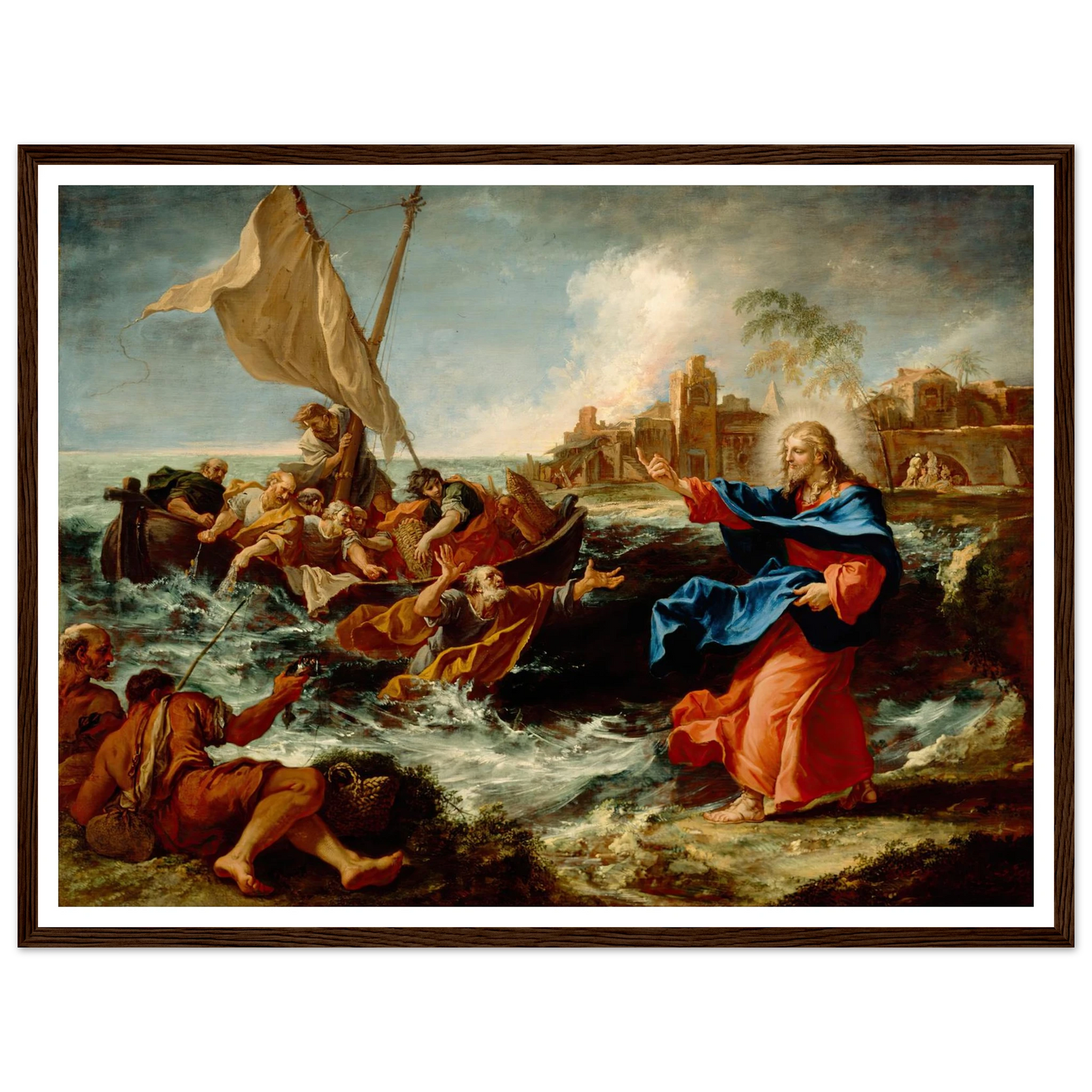 The Miraculous Draught Of Fishes (ca. between 1695 and 1697) Art Print | Sebastiano Ricci - Framed Poster - 30x40 cm / 12x16″ - Black frame