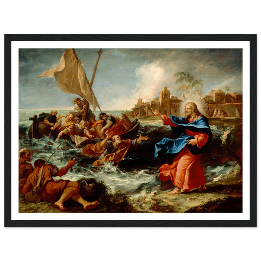The Miraculous Draught Of Fishes (ca. between 1695 and 1697) Art Print | Sebastiano Ricci - Framed Poster - 30x40 cm / 12x16″ - Black frame