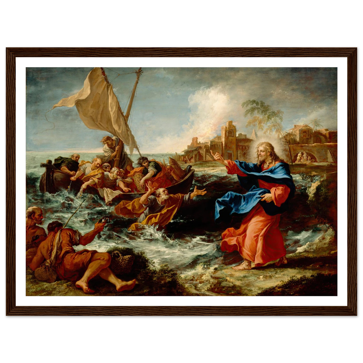 The Miraculous Draught Of Fishes (ca. between 1695 and 1697) Art Print | Sebastiano Ricci - Framed Poster - 30x40 cm / 12x16″ - Black frame