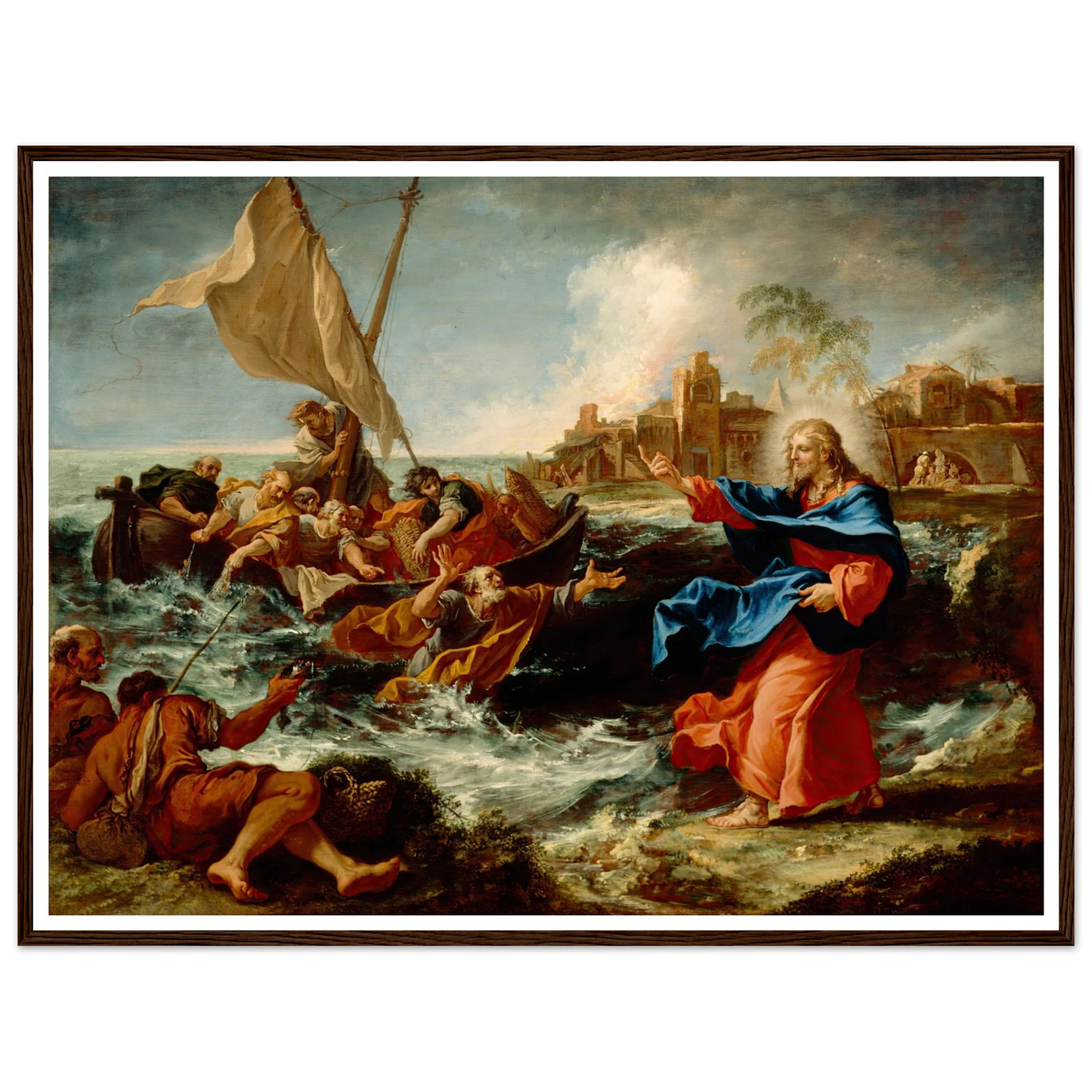 The Miraculous Draught Of Fishes (ca. between 1695 and 1697) Art Print | Sebastiano Ricci - Framed Poster - 30x40 cm / 12x16″ - Black frame