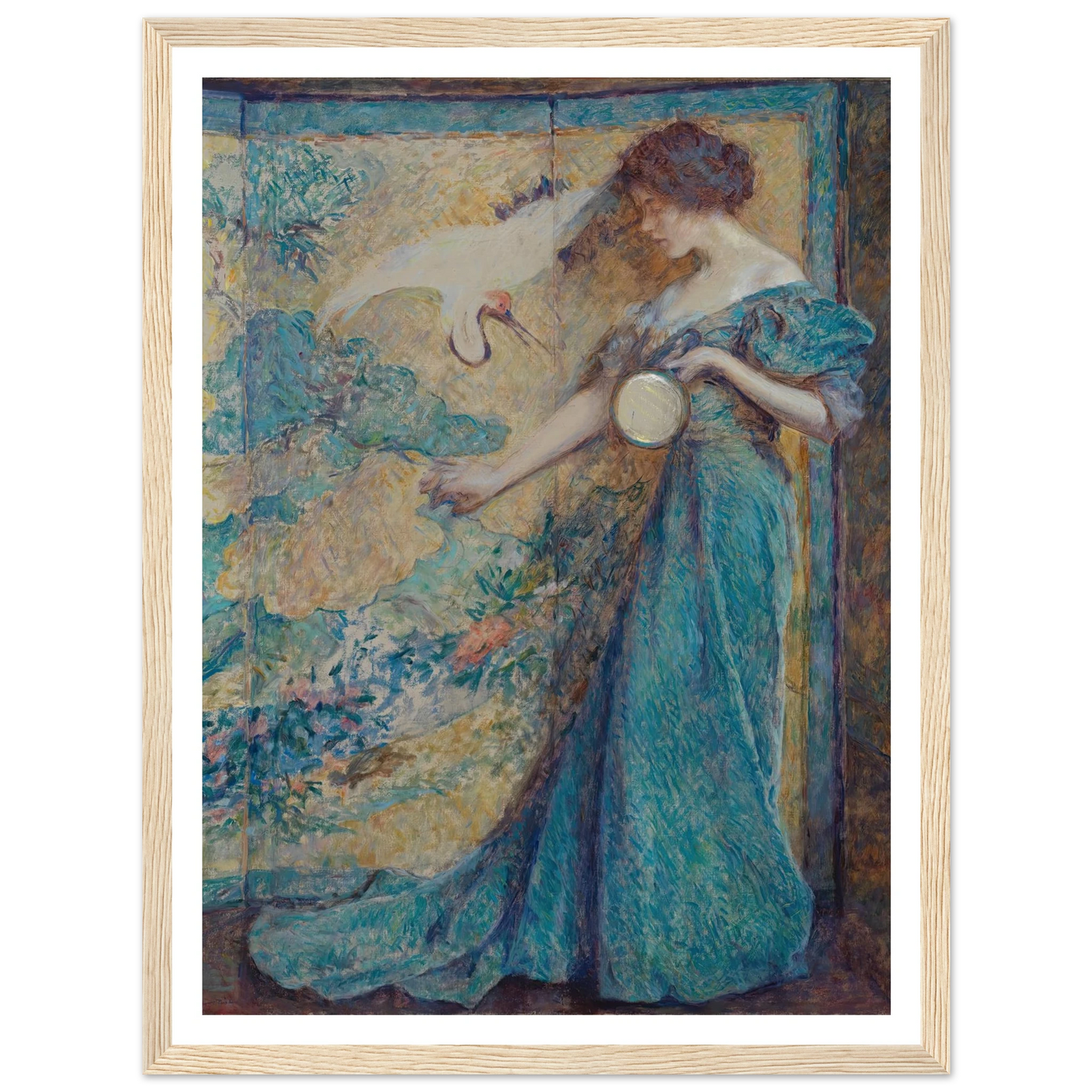 The Mirror (ca. 1910) Art Print | Robert Reid - Framed Poster - 30x40 cm / 12x16″ - Black frame
