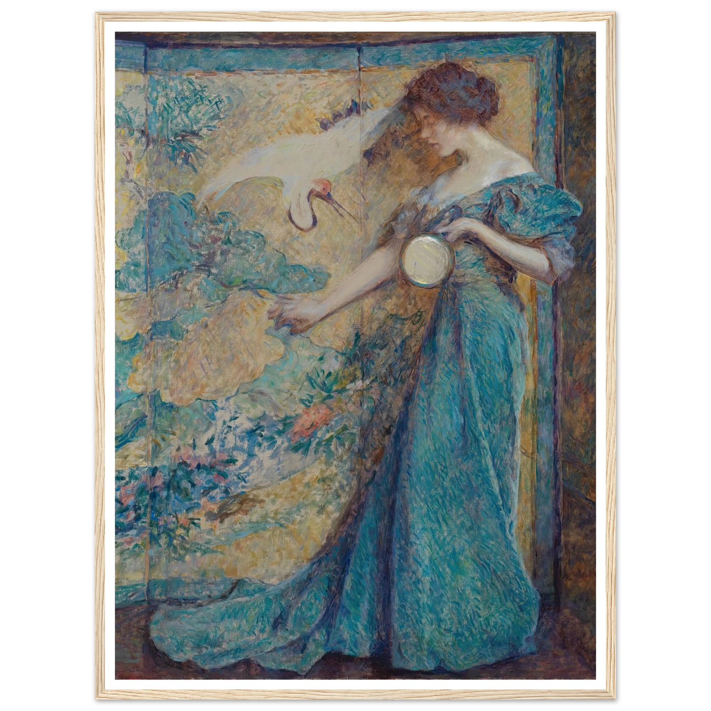 The Mirror (ca. 1910) Art Print | Robert Reid - Framed Poster - 30x40 cm / 12x16″ - Black frame
