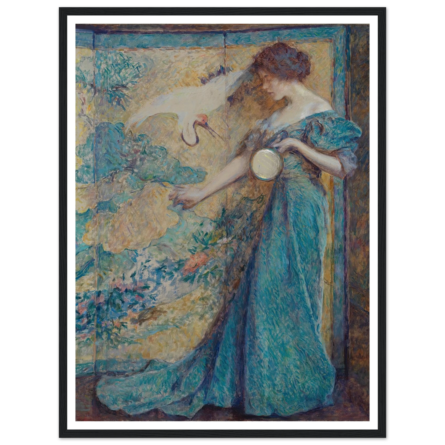 The Mirror (ca. 1910) Art Print | Robert Reid - Framed Poster - 30x40 cm / 12x16″ - Black frame