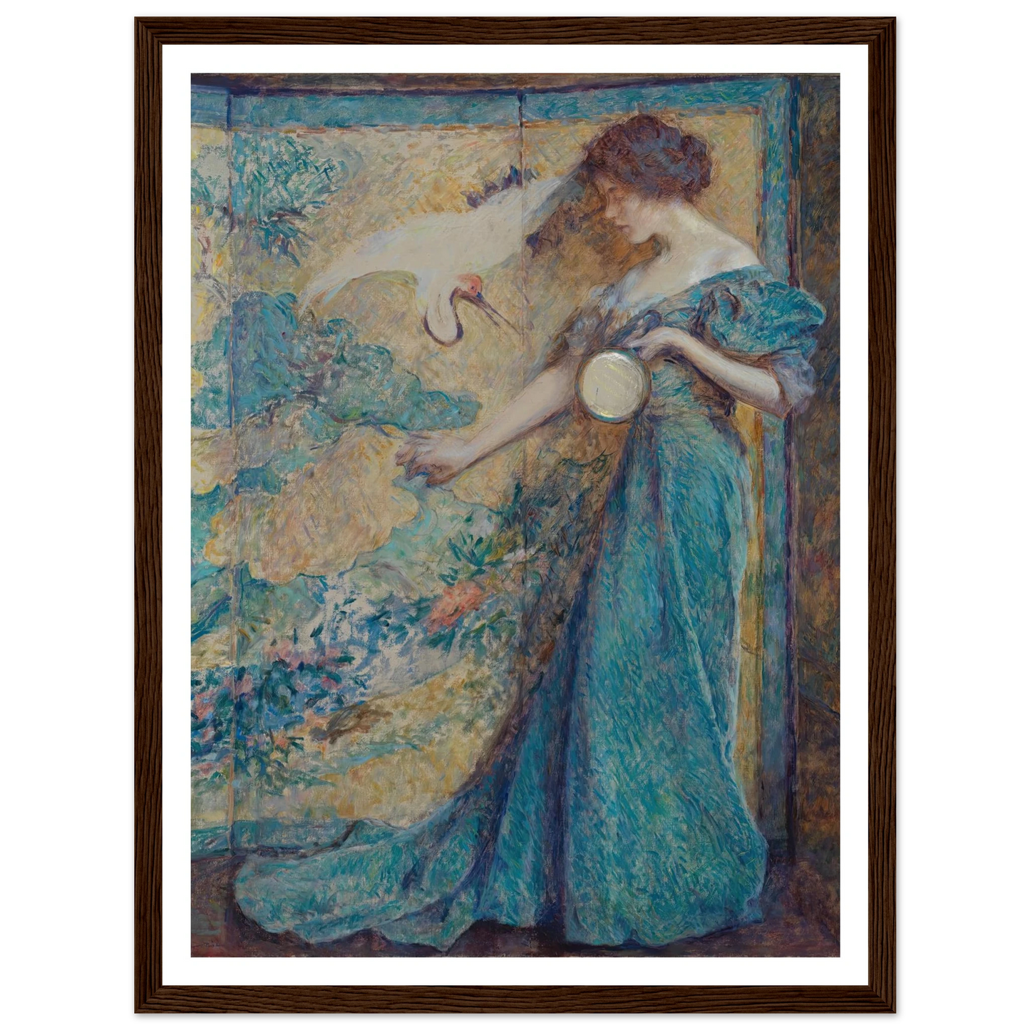 The Mirror (ca. 1910) Art Print | Robert Reid - Framed Poster - 30x40 cm / 12x16″ - Black frame