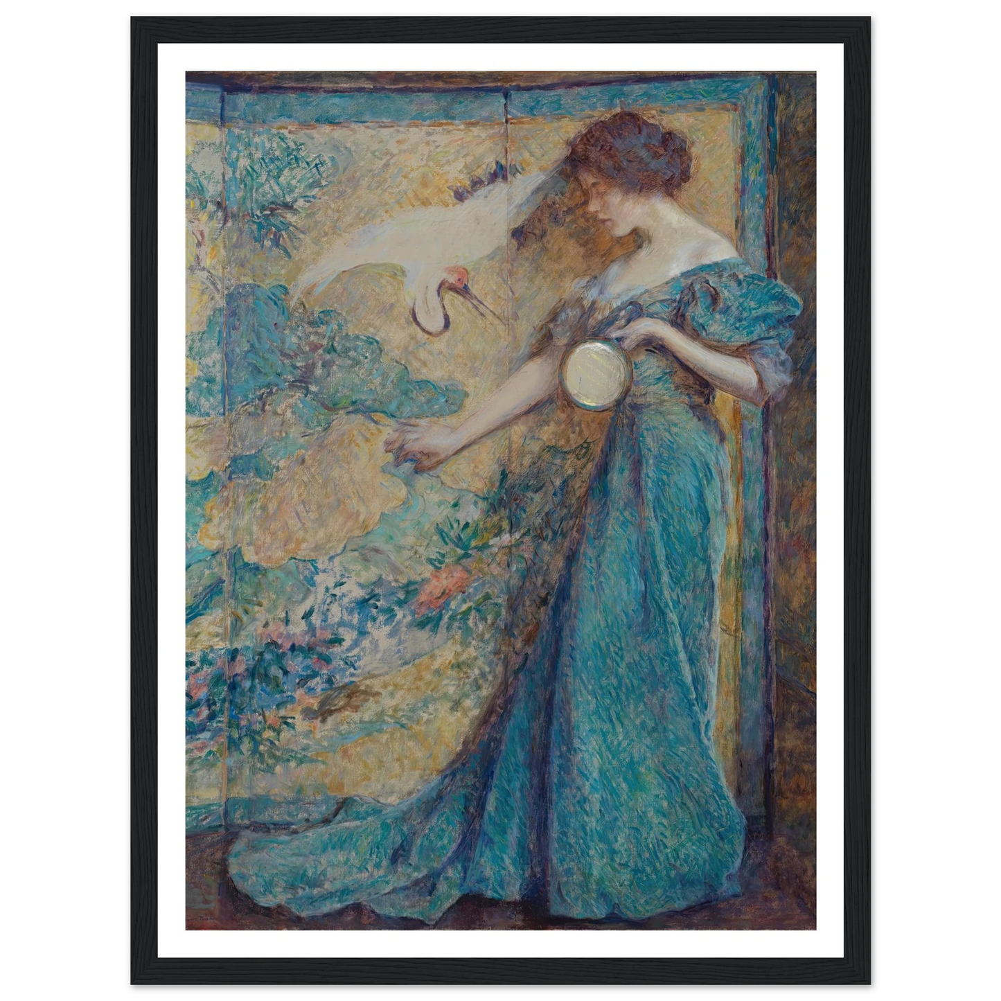 The Mirror (ca. 1910) Art Print | Robert Reid - Framed Poster - 30x40 cm / 12x16″ - Black frame
