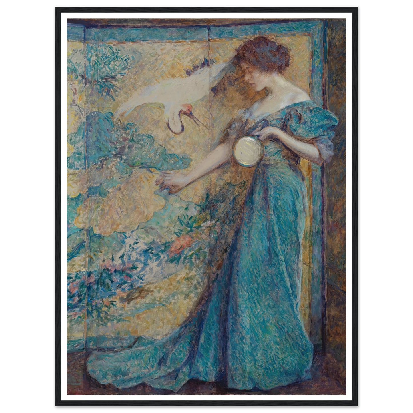 The Mirror (ca. 1910) Art Print | Robert Reid - Framed Poster - 30x40 cm / 12x16″ - Black frame