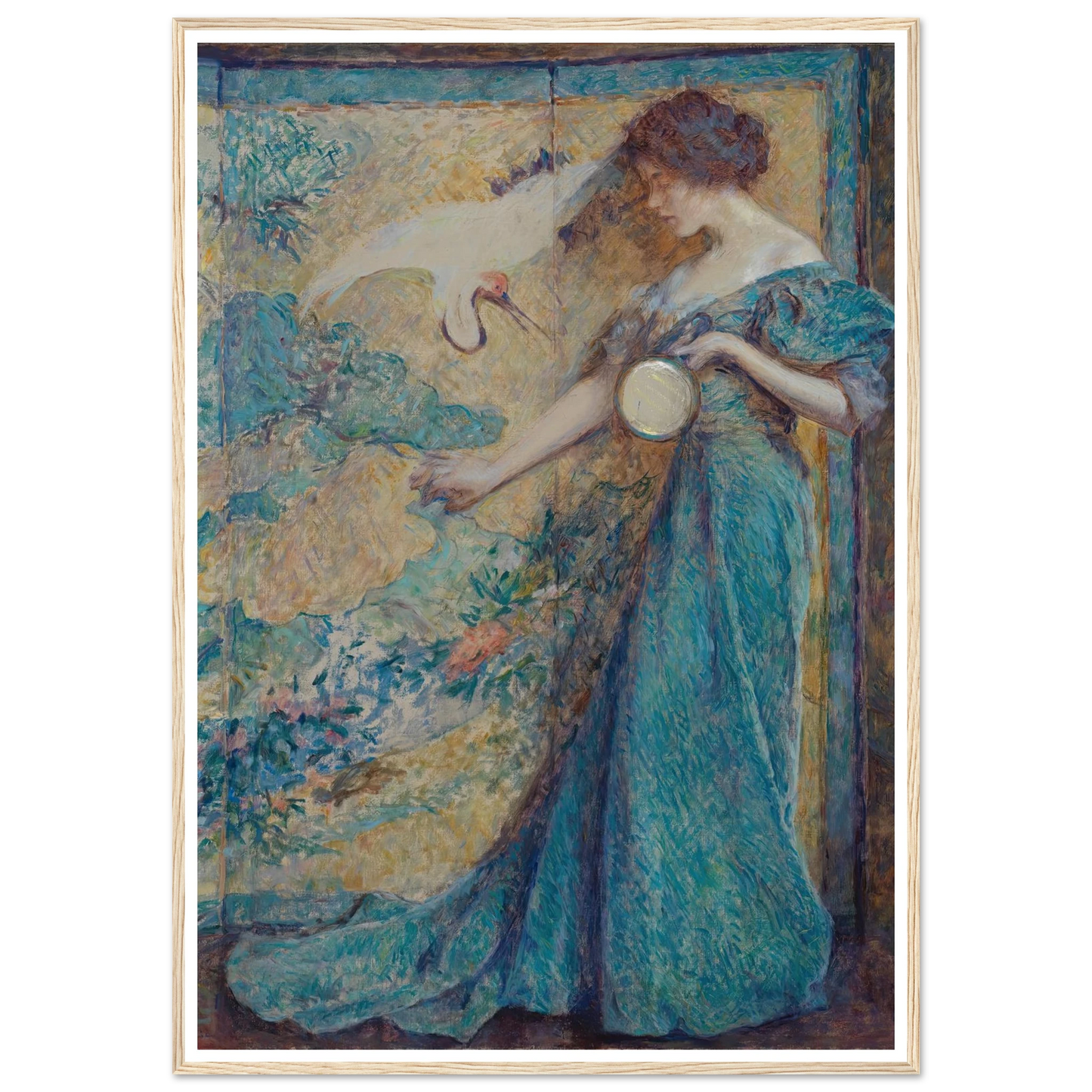 The Mirror (ca. 1910) Art Print | Robert Reid - Framed Poster - 30x40 cm / 12x16″ - Black frame