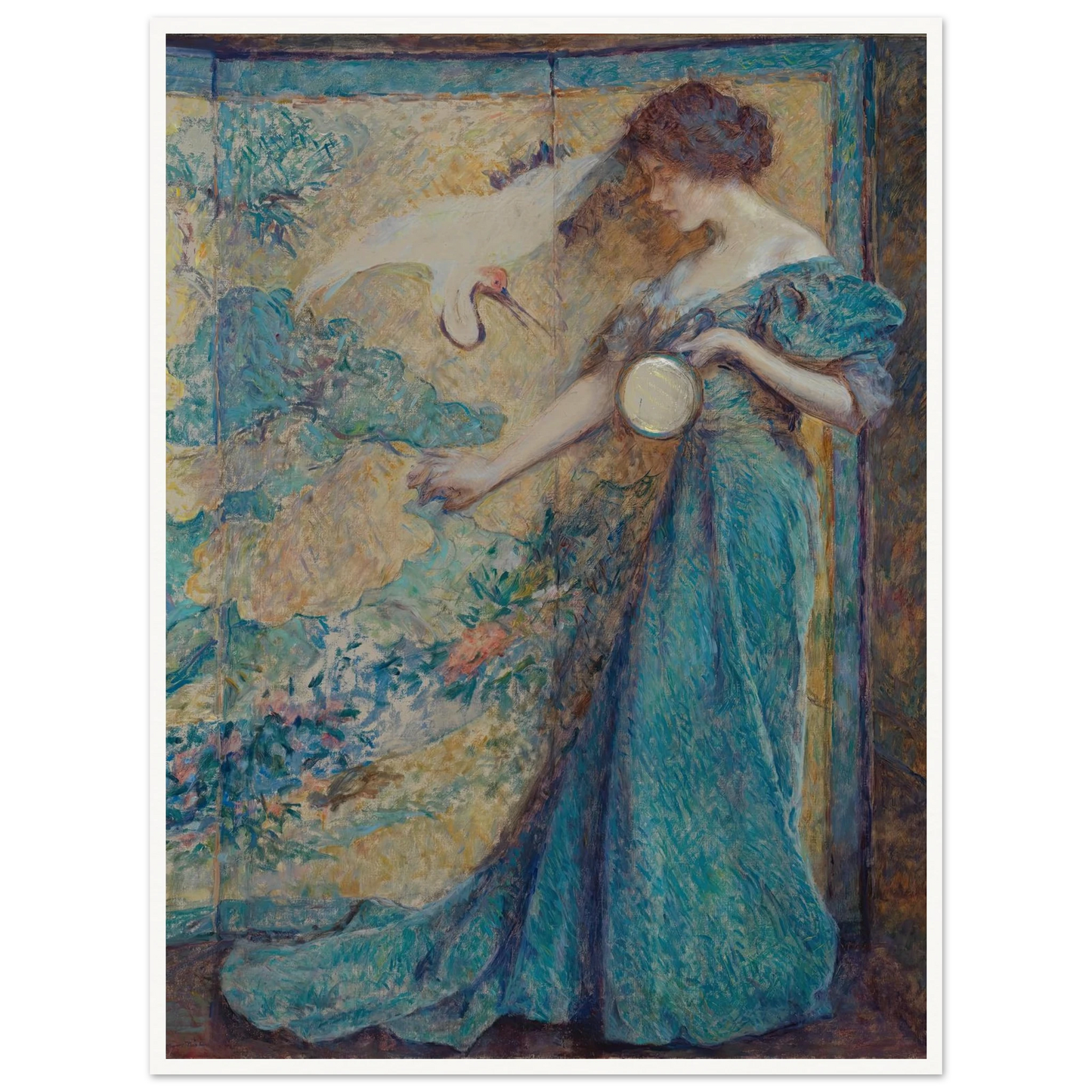 The Mirror (ca. 1910) Art Print | Robert Reid - Framed Poster - 30x40 cm / 12x16″ - Black frame