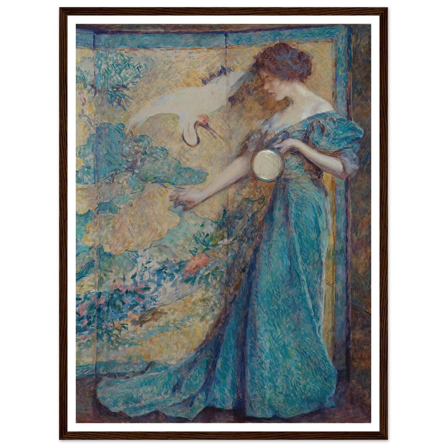 The Mirror (ca. 1910) Art Print | Robert Reid - Framed Poster - 30x40 cm / 12x16″ - Black frame