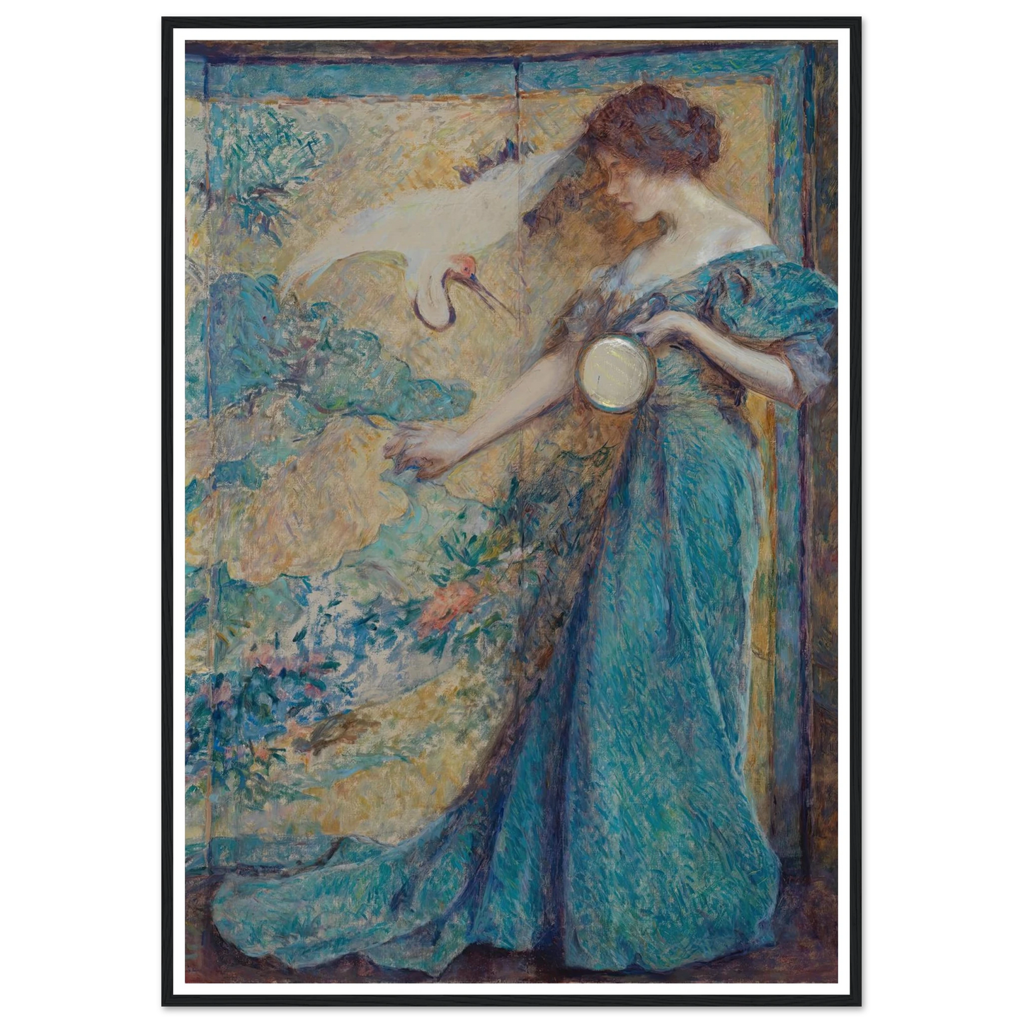 The Mirror (ca. 1910) Art Print | Robert Reid - Framed Poster - 30x40 cm / 12x16″ - Black frame
