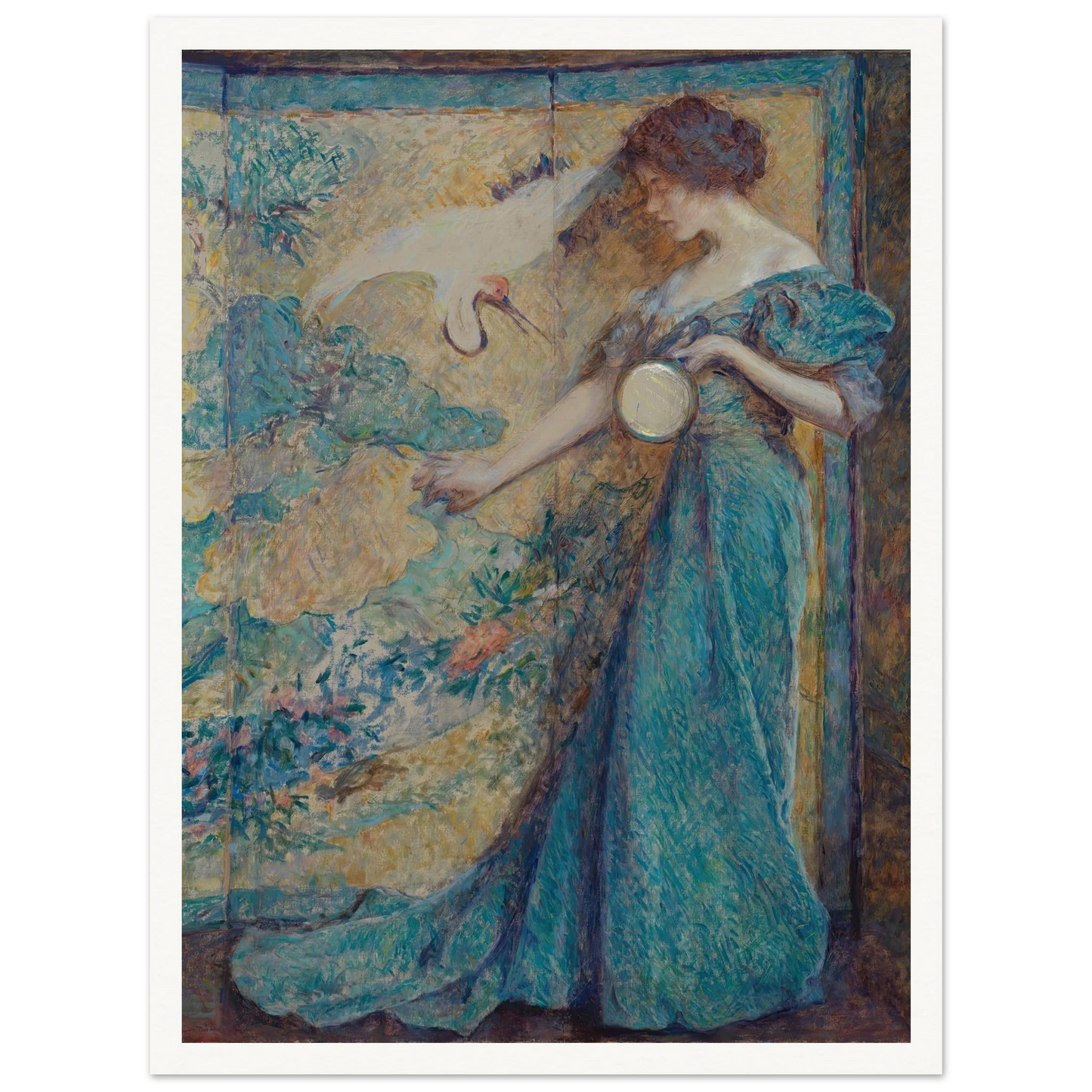 The Mirror (ca. 1910) Art Print | Robert Reid - Framed Poster - 30x40 cm / 12x16″ - Black frame