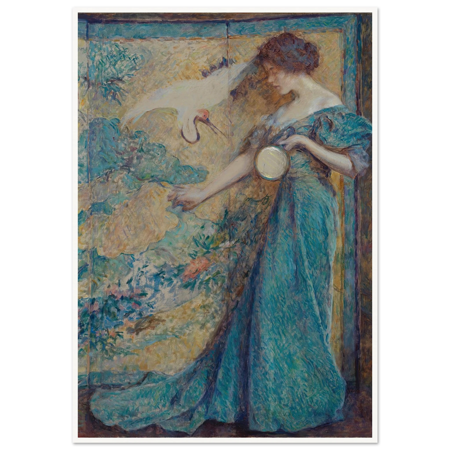 The Mirror (ca. 1910) Art Print | Robert Reid - Framed Poster - 30x40 cm / 12x16″ - Black frame