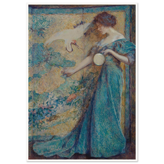 The Mirror (ca. 1910) Art Print | Robert Reid - Framed Poster - 30x40 cm / 12x16″ - Black frame