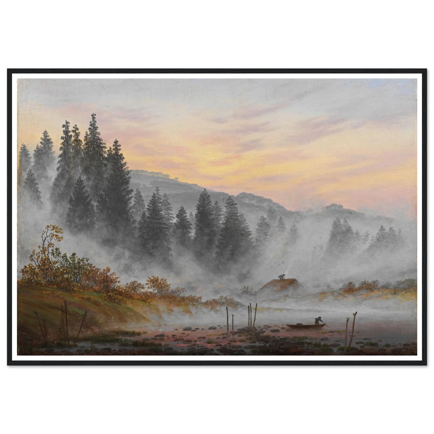 The Morning Art Print | Caspar David Friedrich - Framed Poster - 30x40 cm / 12x16″ - Black frame