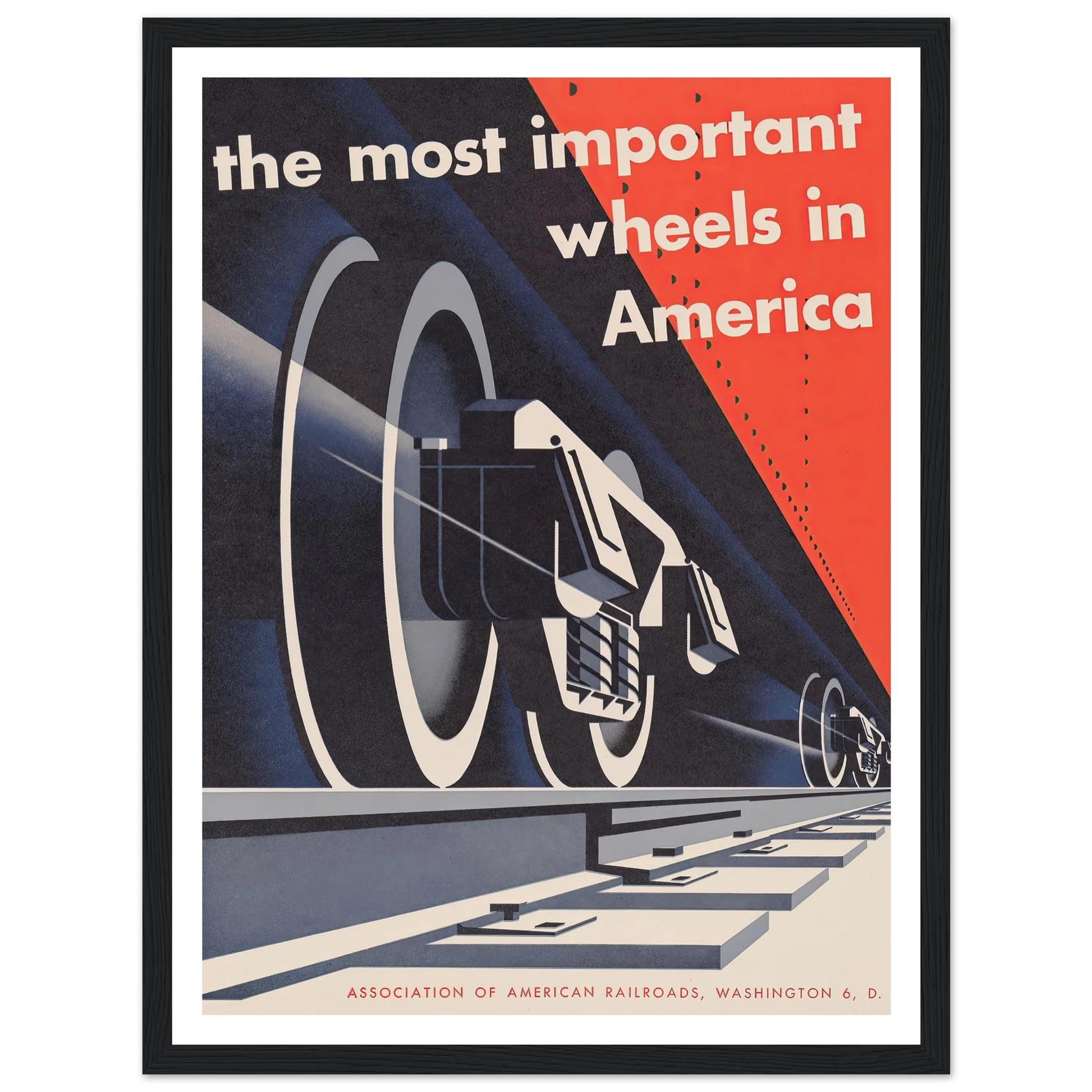 The most important wheels in America (1952) Art Print | Joseph Binder - Framed Poster - 30x40 cm / 12x16″ - Black frame