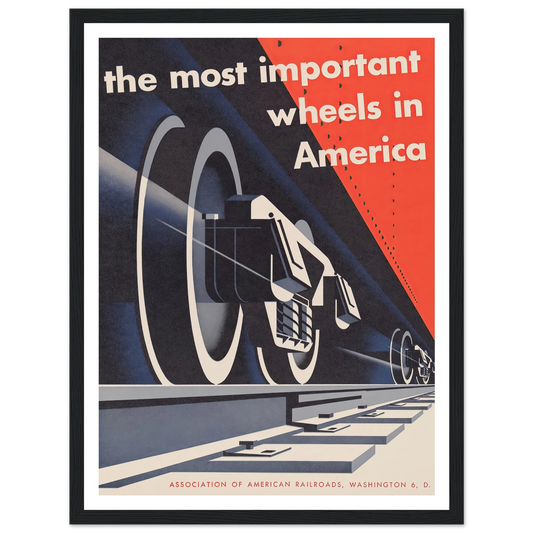 The most important wheels in America (1952) Art Print | Joseph Binder - Framed Poster - 30x40 cm / 12x16″ - Black frame