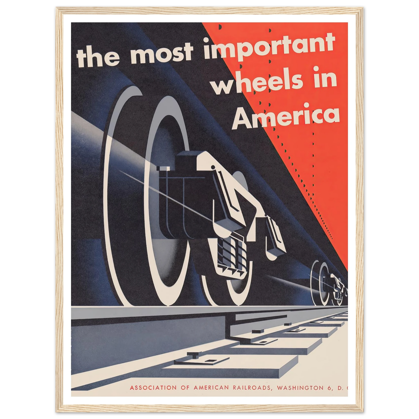 The most important wheels in America (1952) Art Print | Joseph Binder - Framed Poster - 30x40 cm / 12x16″ - Black frame