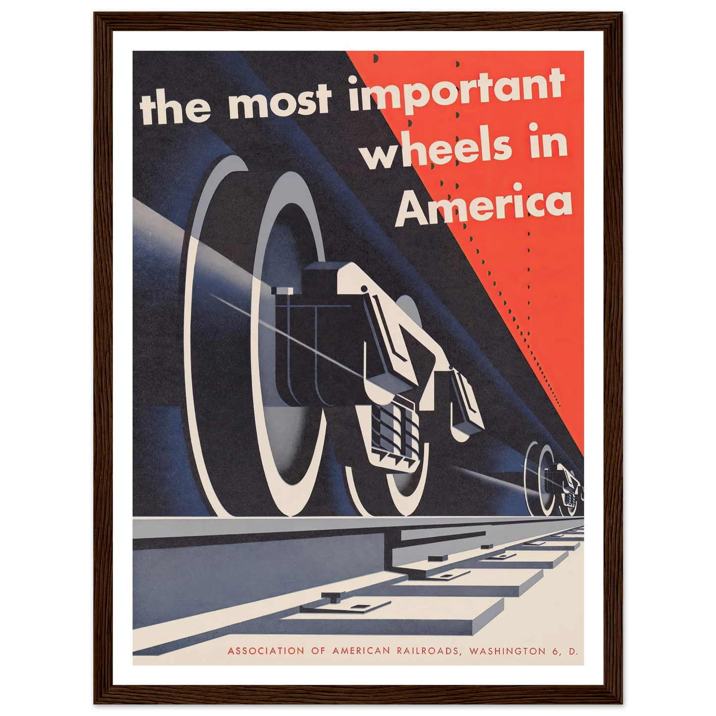 The most important wheels in America (1952) Art Print | Joseph Binder - Framed Poster - 30x40 cm / 12x16″ - Black frame