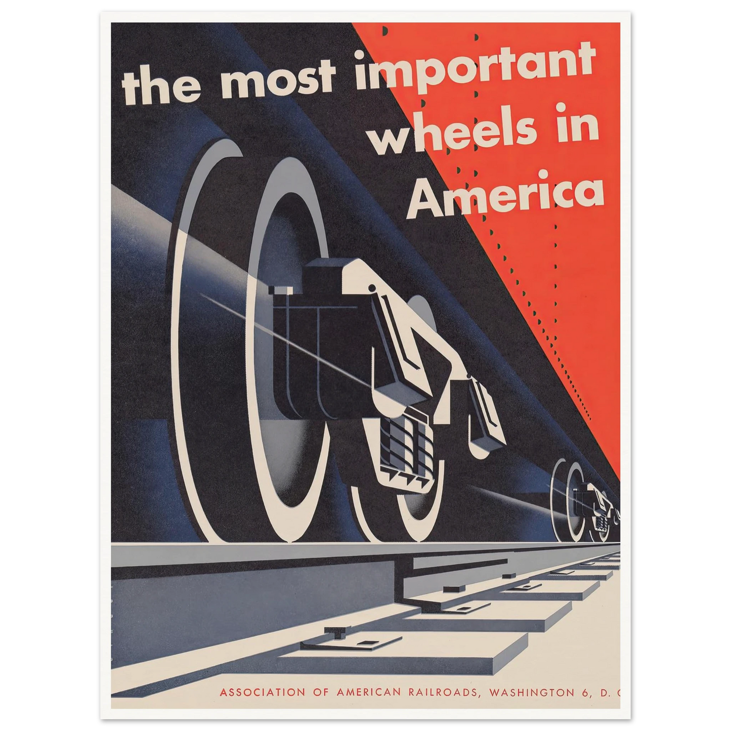 The most important wheels in America (1952) Art Print | Joseph Binder - Framed Poster - 30x40 cm / 12x16″ - Black frame