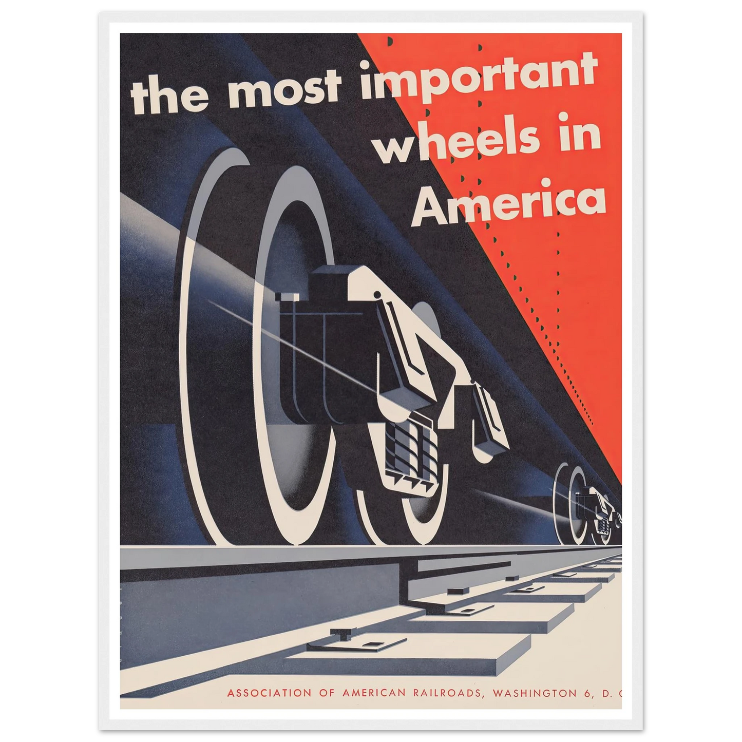 The most important wheels in America (1952) Art Print | Joseph Binder - Framed Poster - 30x40 cm / 12x16″ - Black frame