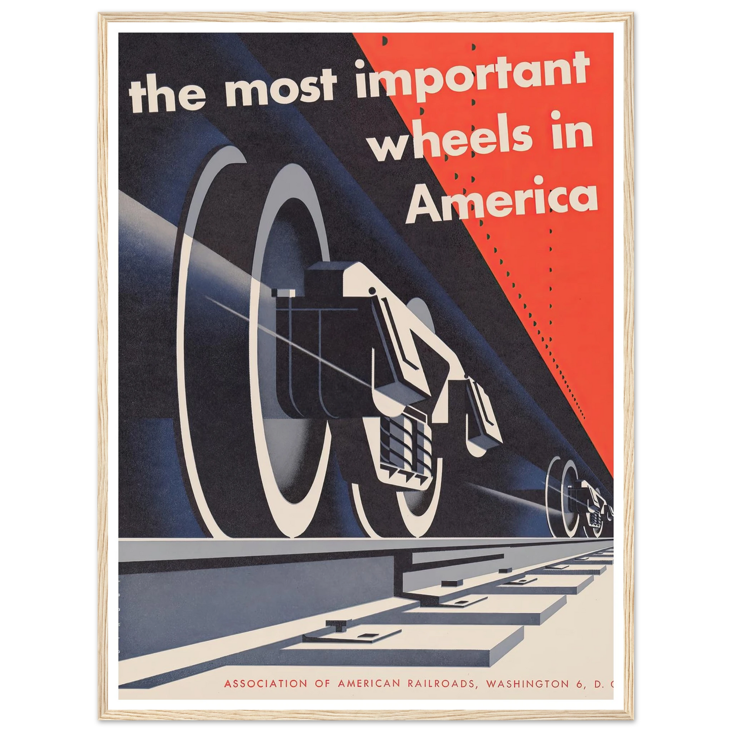 The most important wheels in America (1952) Art Print | Joseph Binder - Framed Poster - 30x40 cm / 12x16″ - Black frame