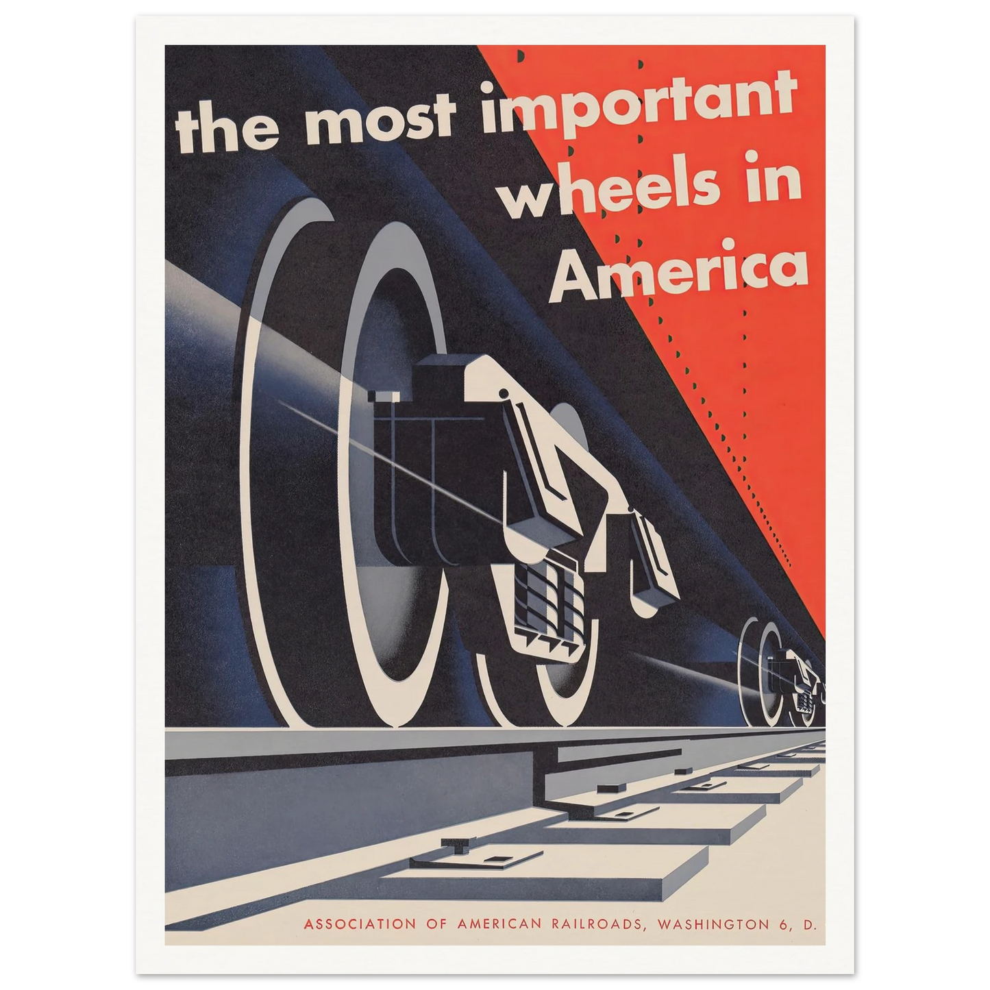 The most important wheels in America (1952) Art Print | Joseph Binder - Framed Poster - 30x40 cm / 12x16″ - Black frame