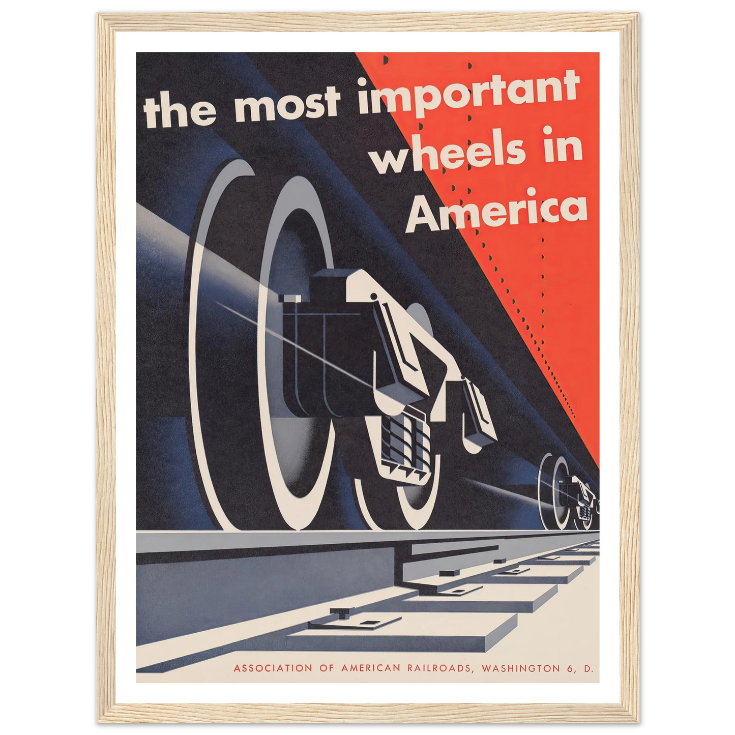 The most important wheels in America (1952) Art Print | Joseph Binder - Framed Poster - 30x40 cm / 12x16″ - Black frame