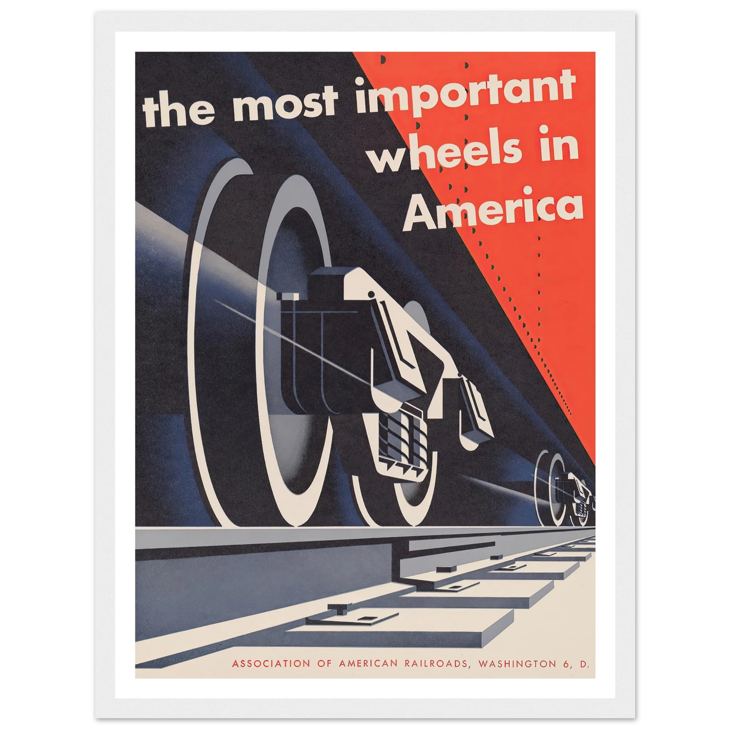 The most important wheels in America (1952) Art Print | Joseph Binder - Framed Poster - 30x40 cm / 12x16″ - Black frame