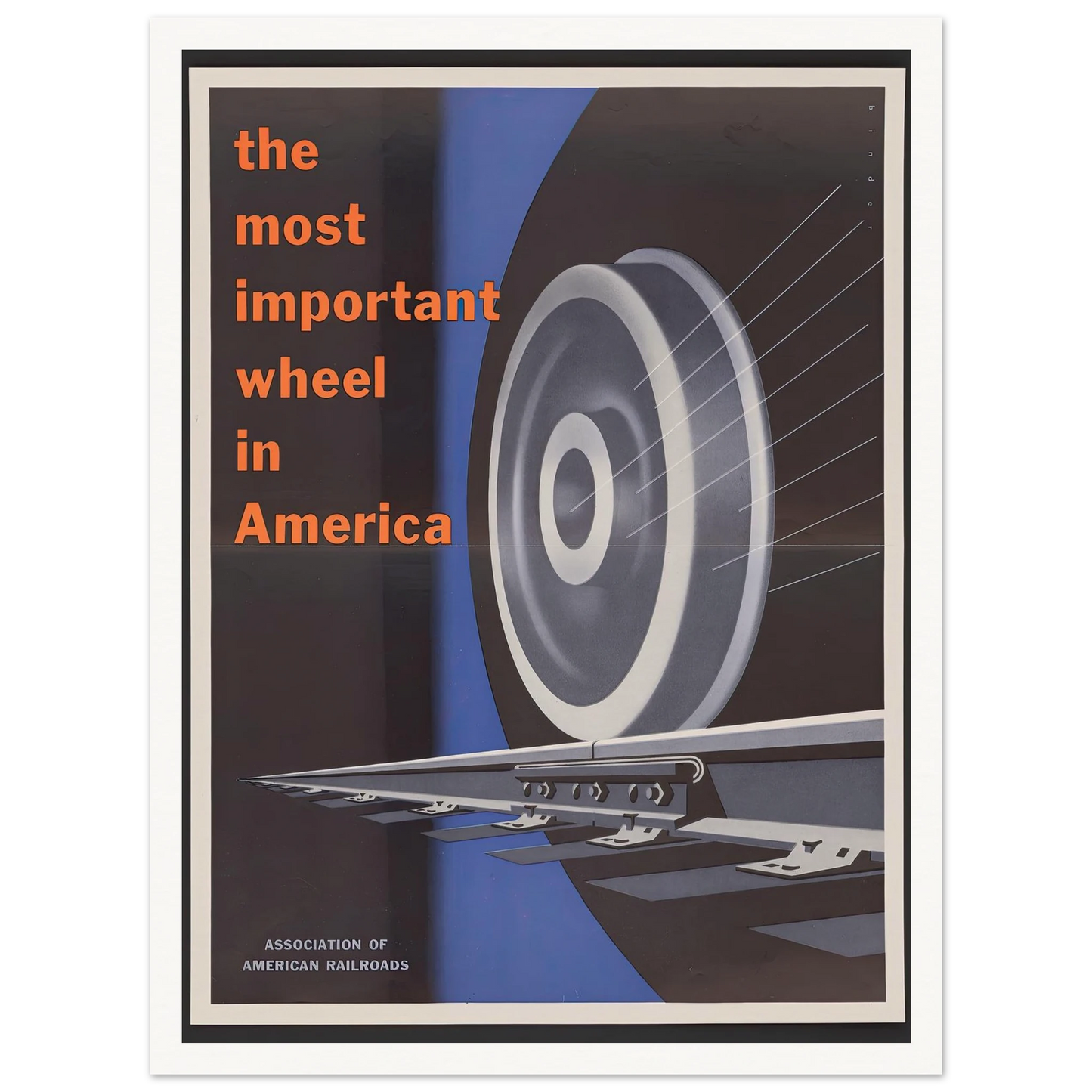 The most important wheels in America. (1952) Art Print | Joseph Binder - Framed Poster - 30x40 cm / 12x16″ - Black frame