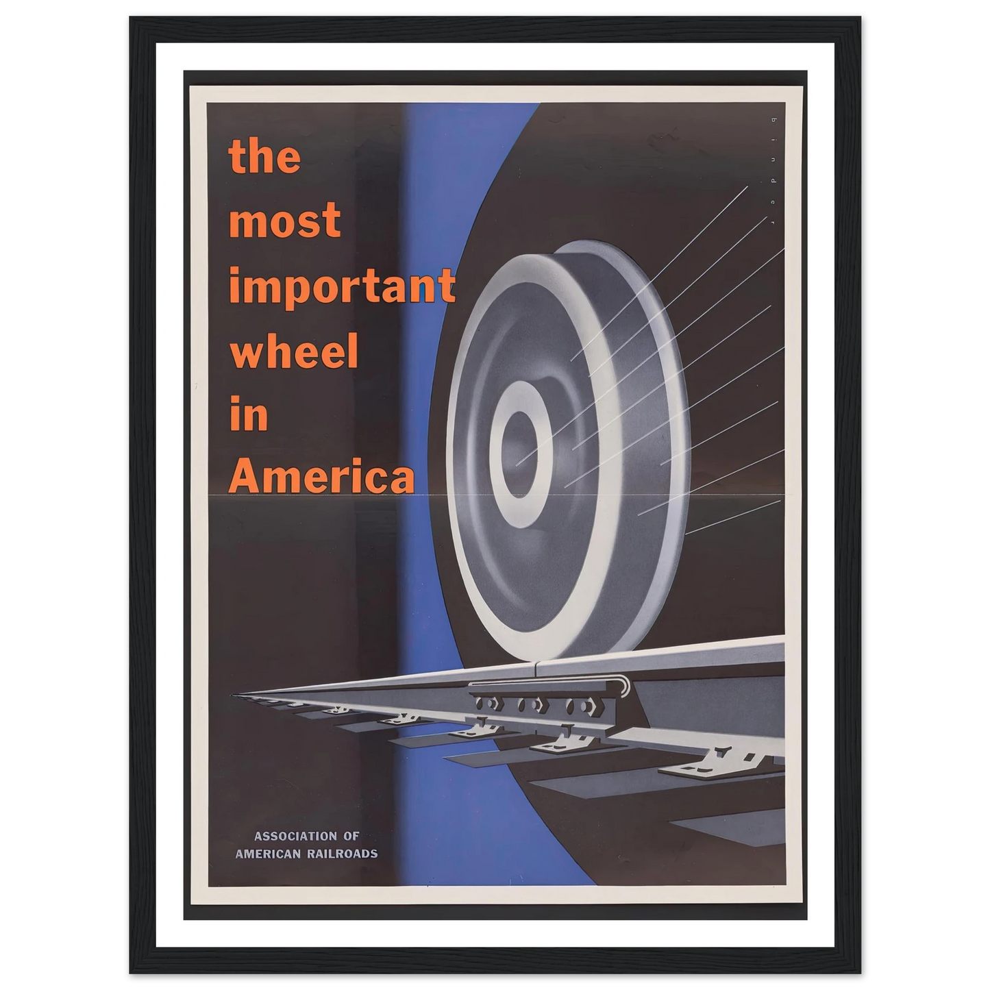 The most important wheels in America. (1952) Art Print | Joseph Binder - Framed Poster - 30x40 cm / 12x16″ - Black frame