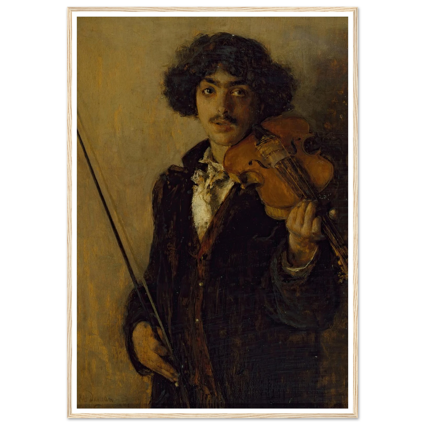 The Musician (1884) Art Print | Pascal Adolphe Jean Dagnan Bouveret - Framed Poster - 30x40 cm / 12x16″ - Black frame