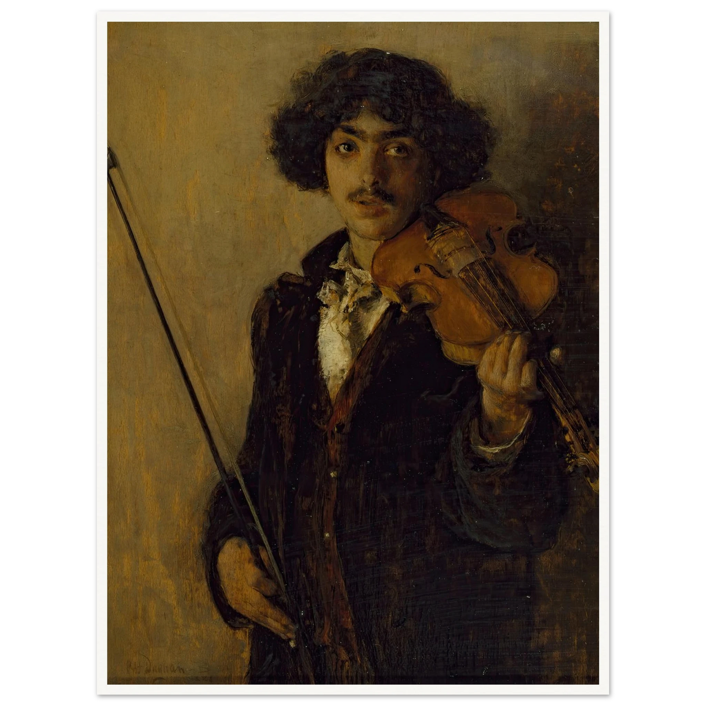 The Musician (1884) Art Print | Pascal Adolphe Jean Dagnan Bouveret - Framed Poster - 30x40 cm / 12x16″ - Black frame
