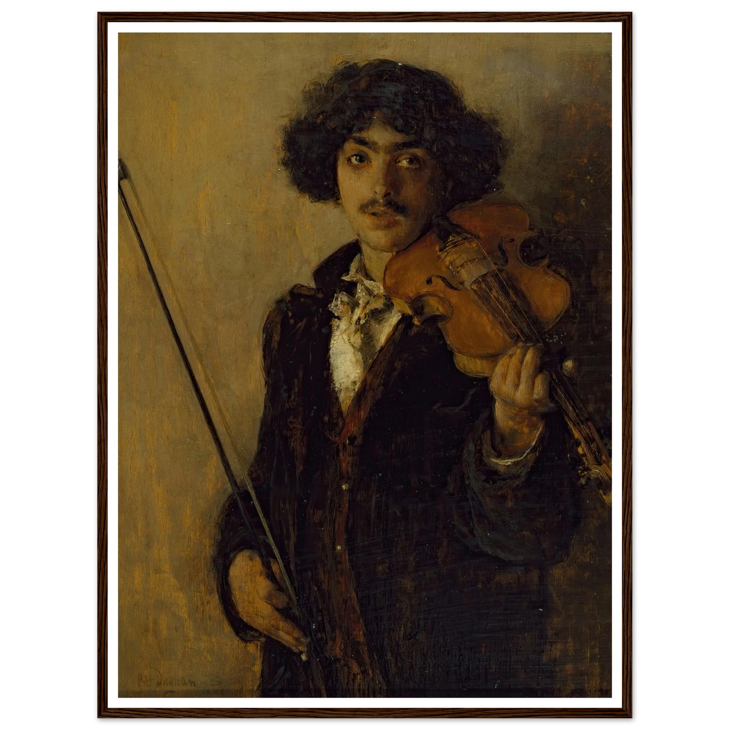 The Musician (1884) Art Print | Pascal Adolphe Jean Dagnan Bouveret - Framed Poster - 30x40 cm / 12x16″ - Black frame