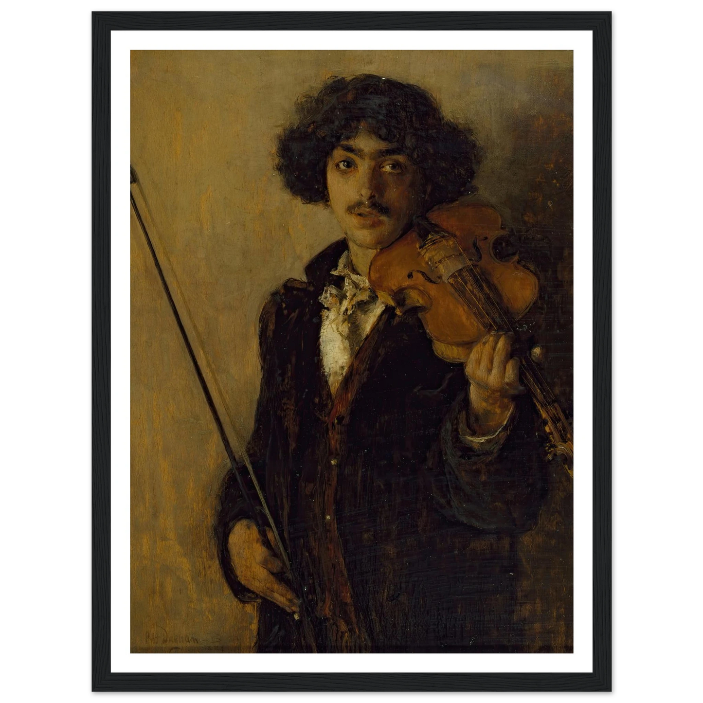 The Musician (1884) Art Print | Pascal Adolphe Jean Dagnan Bouveret - Framed Poster - 30x40 cm / 12x16″ - Black frame