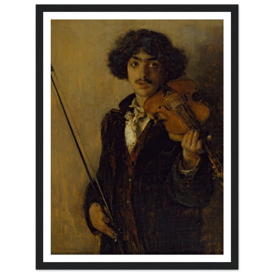 The Musician (1884) Art Print | Pascal Adolphe Jean Dagnan Bouveret - Framed Poster - 30x40 cm / 12x16″ - Black frame