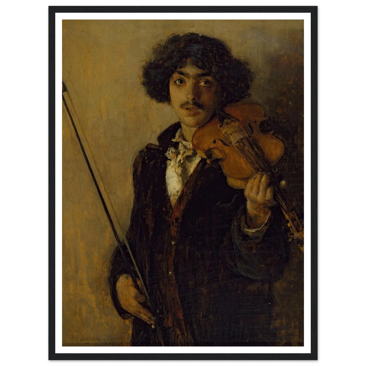 The Musician (1884) Art Print | Pascal Adolphe Jean Dagnan Bouveret - Framed Poster - 30x40 cm / 12x16″ - Black frame