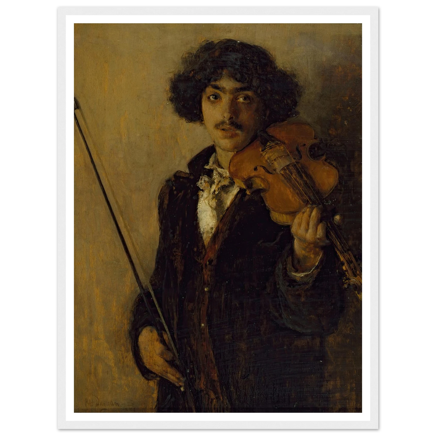 The Musician (1884) Art Print | Pascal Adolphe Jean Dagnan Bouveret - Framed Poster - 30x40 cm / 12x16″ - Black frame