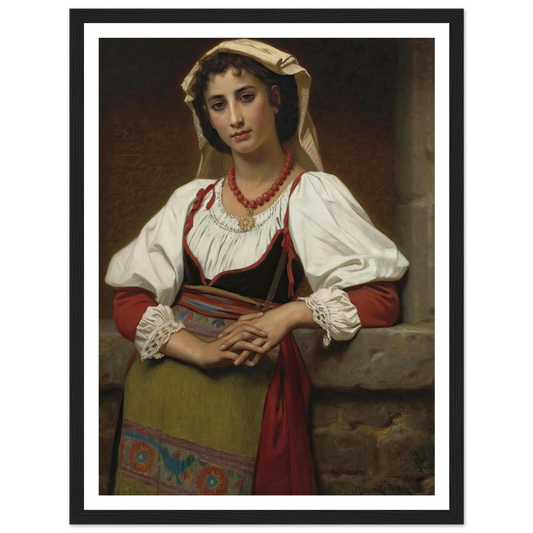 The Neapolitan Girl (1876) Art Print | Hugues Merle - Framed Poster - 30x40 cm / 12x16″ - Black frame