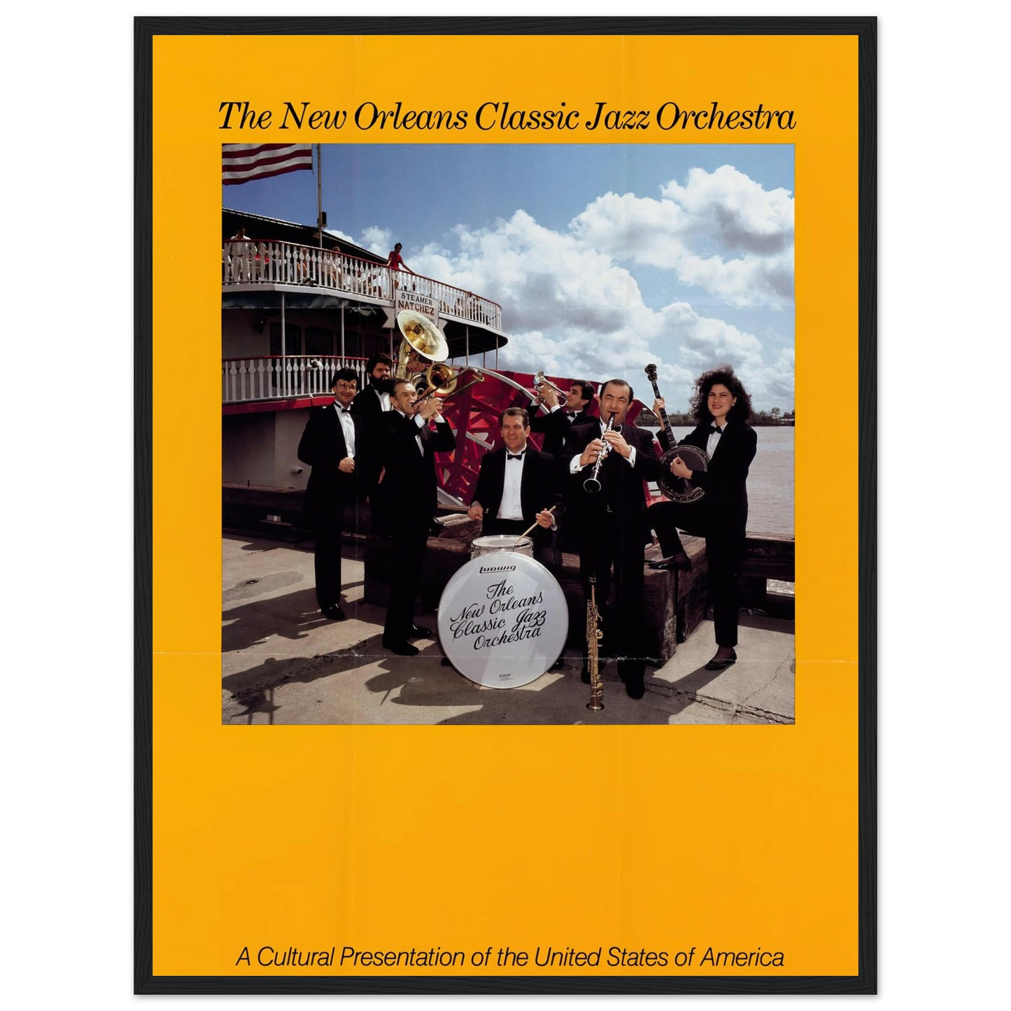 The New Orleans Classic Jazz Orchestra Art Print | US Information Agency - Framed Poster - 30x40 cm / 12x16″ - Black frame