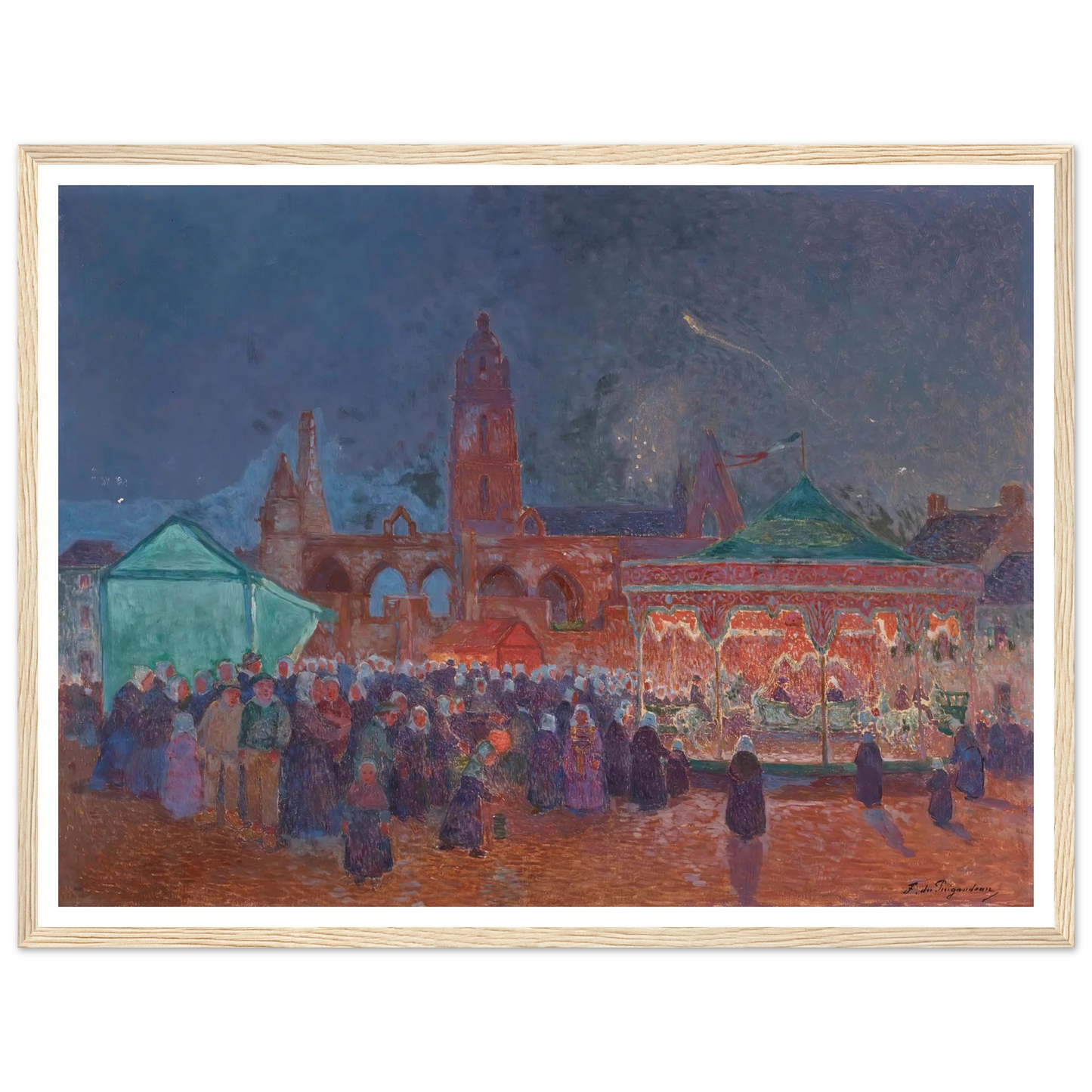 The Night Fair in Batz-Sur-Mer Art Print | Ferdinand du Puigaudeau - Framed Poster - 30x40 cm / 12x16″ - Black frame