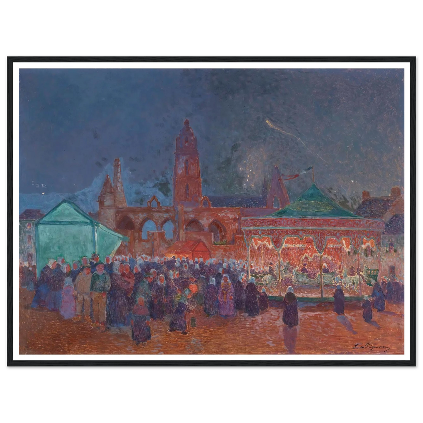 The Night Fair in Batz-Sur-Mer Art Print | Ferdinand du Puigaudeau - Framed Poster - 30x40 cm / 12x16″ - Black frame